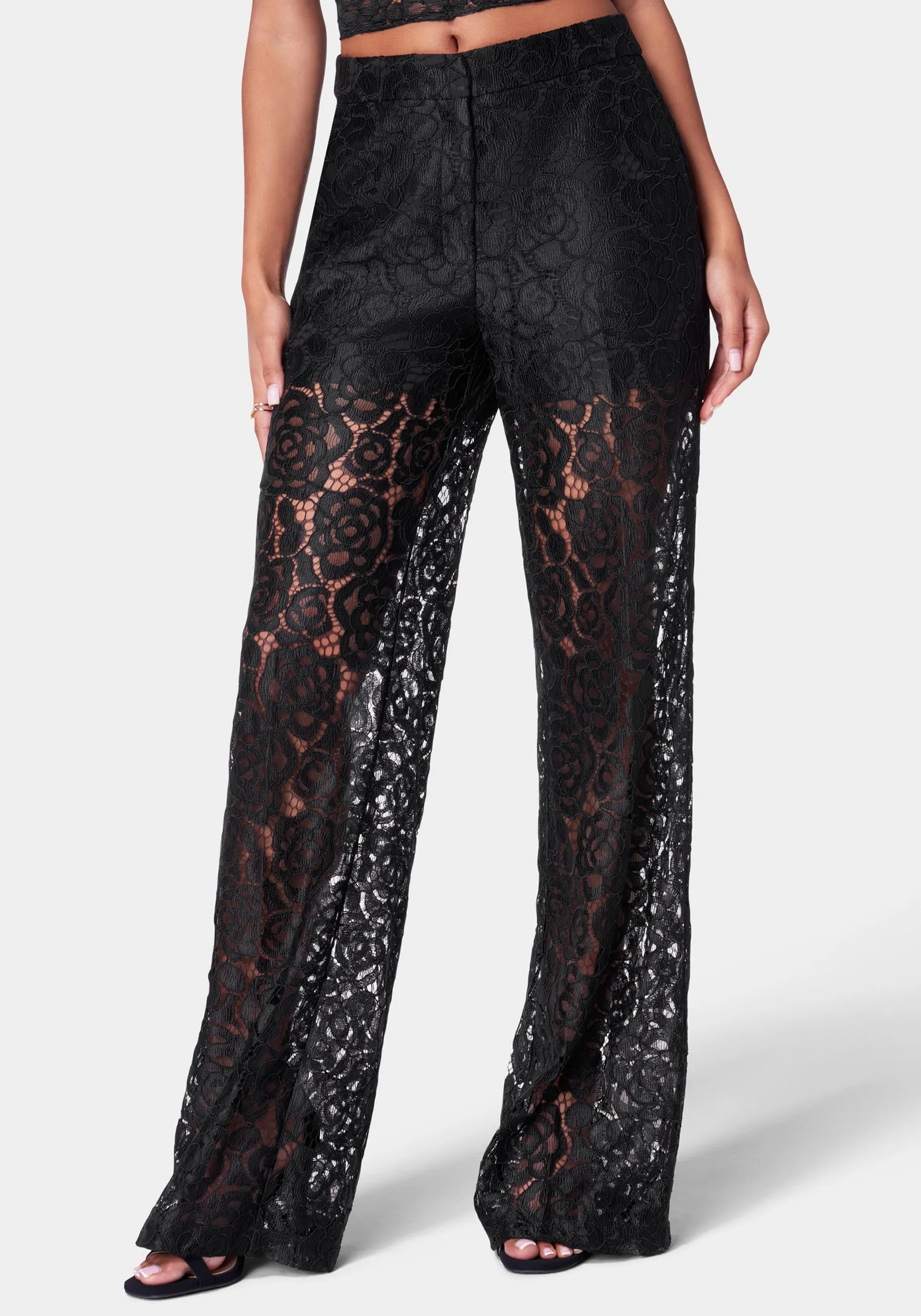 High Waist Wide Leg Lace Pant