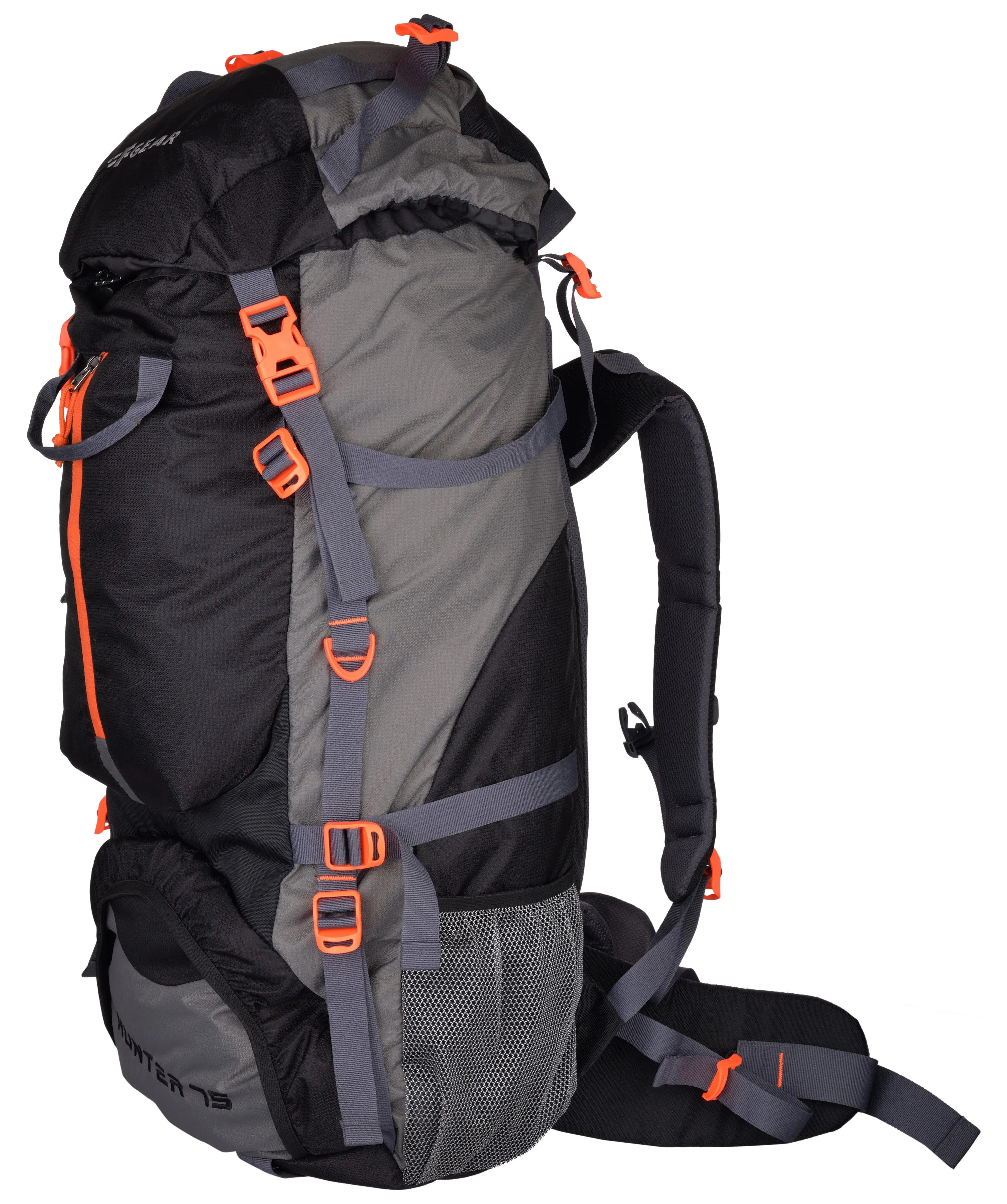 Hunter 75L Black Grey Diamond Rucksack with Raincover