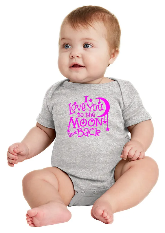 I Love You to the Moon! Infant Baby Bodysuit Pink Ink