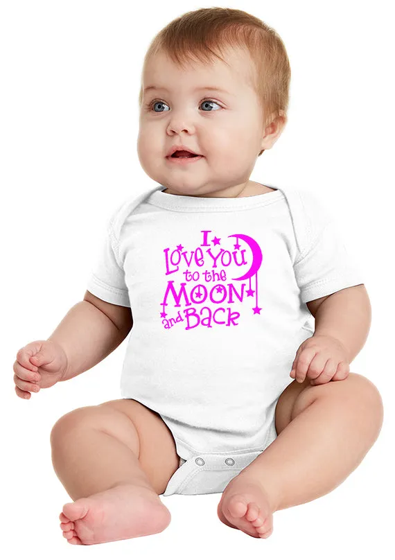 I Love You to the Moon! Infant Baby Bodysuit Pink Ink