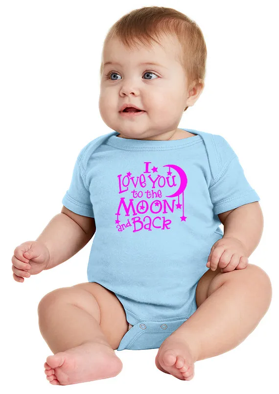 I Love You to the Moon! Infant Baby Bodysuit Pink Ink