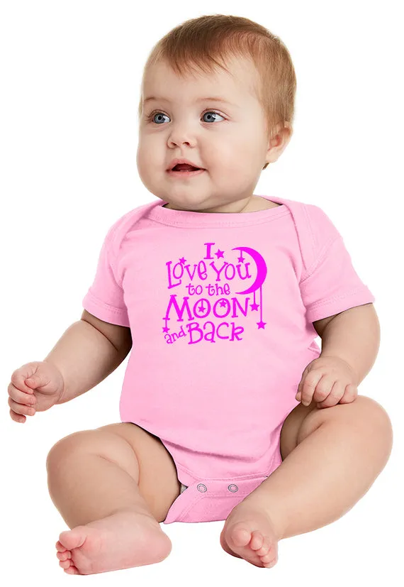 I Love You to the Moon! Infant Baby Bodysuit Pink Ink