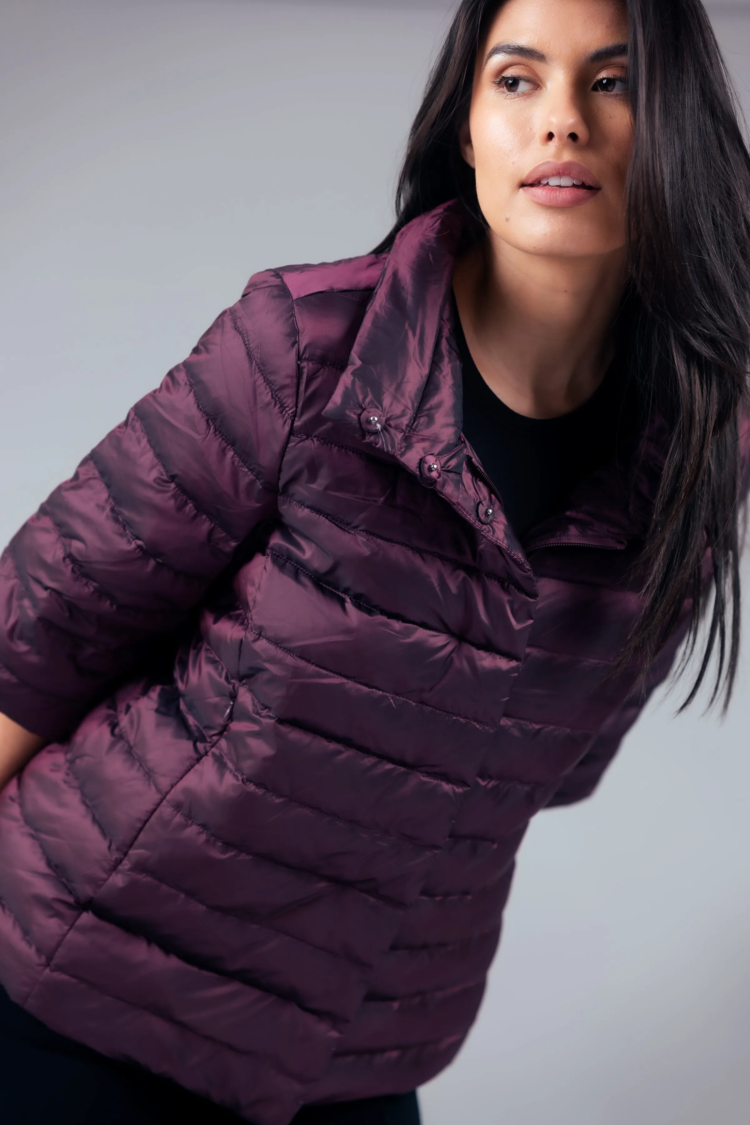 Iridescent Crop Sleeve Puffer Jacket