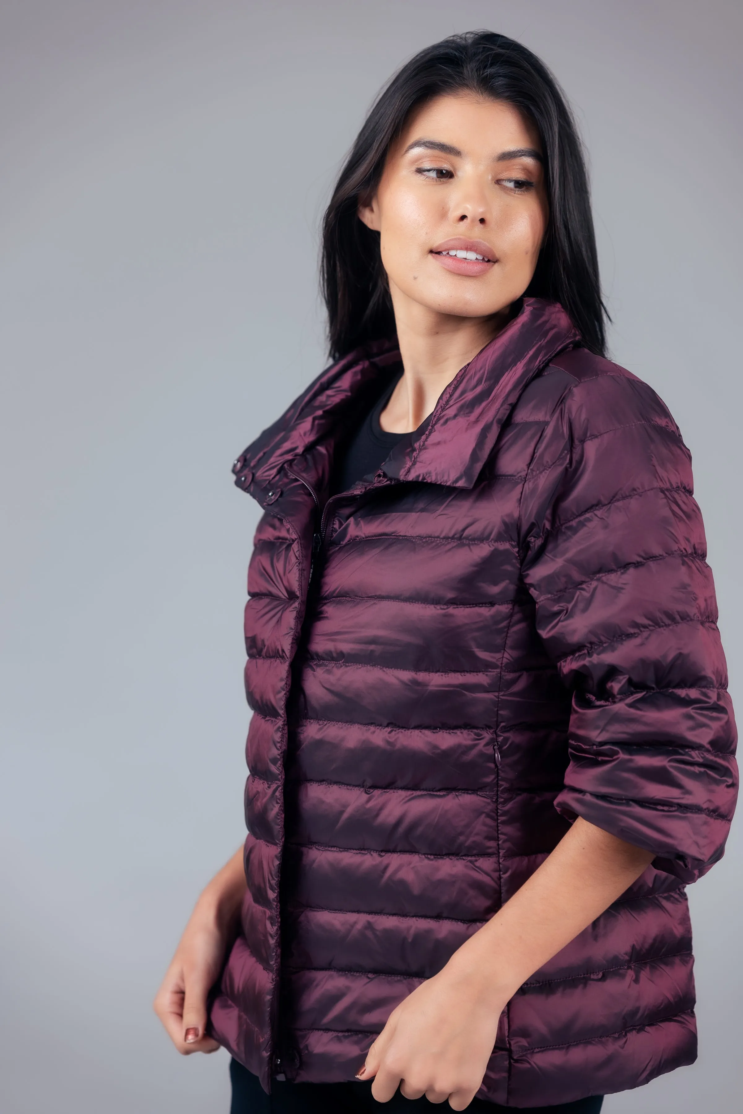 Iridescent Crop Sleeve Puffer Jacket