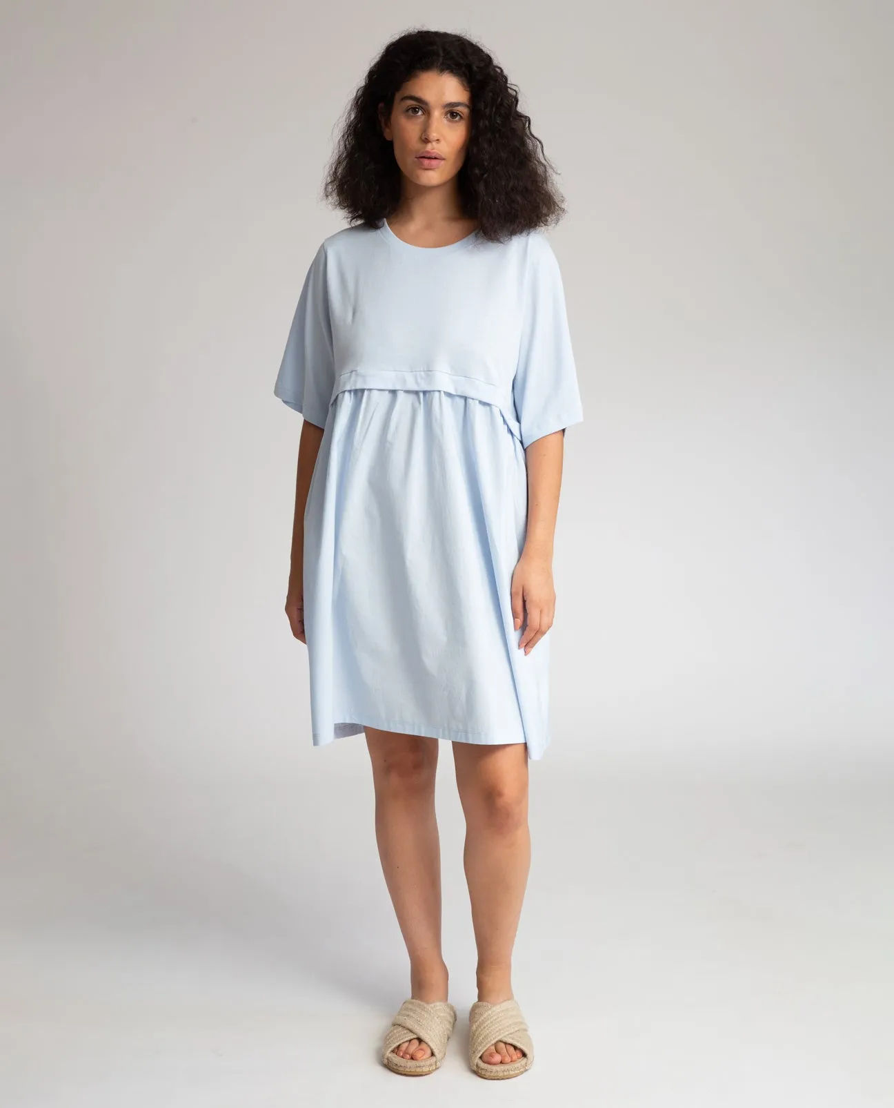 Jaina Organic Cotton Dress In Pale Blue