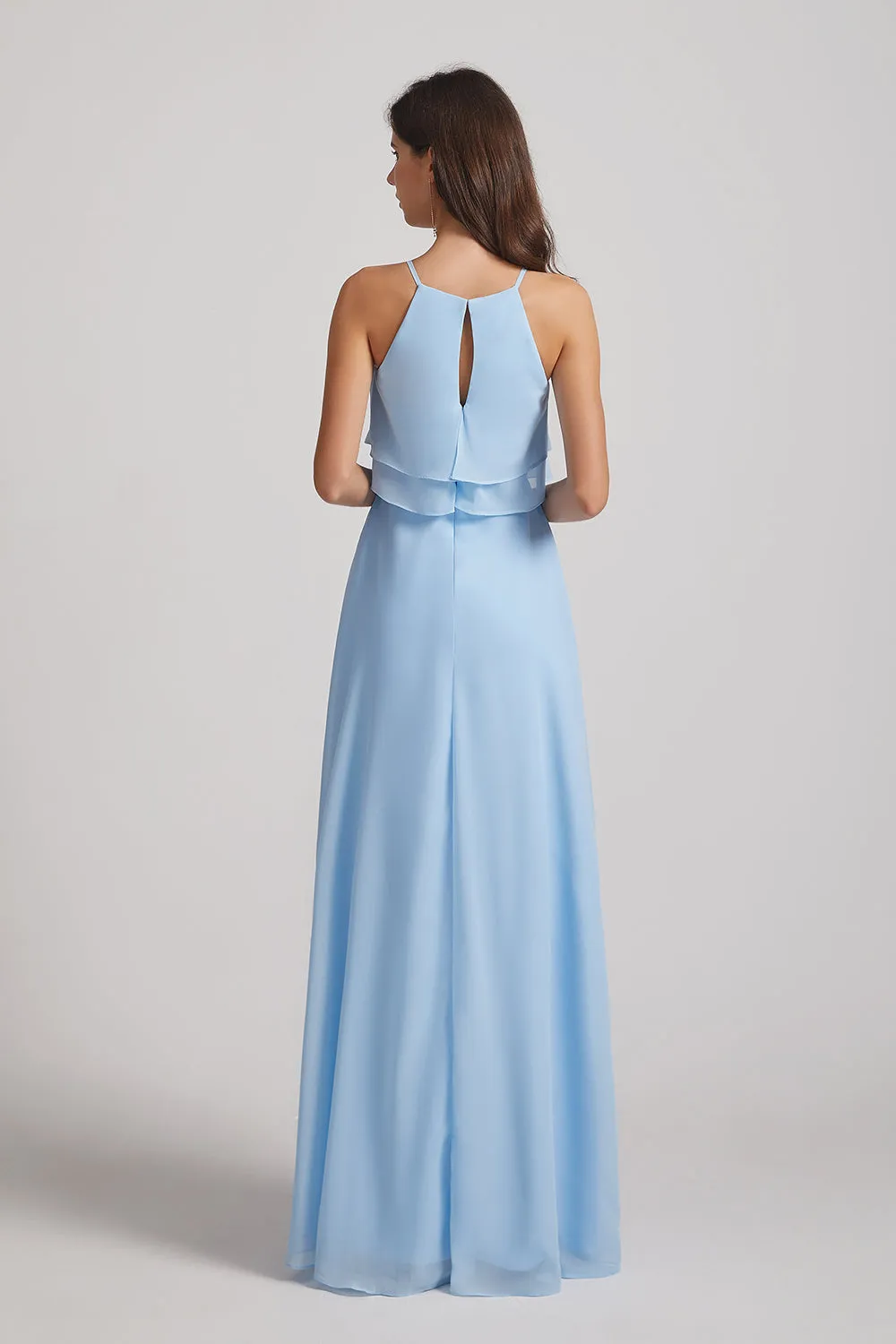 Jewel Ruffle Tiered Sleeveless Chiffon Maxi Dresses (AF0088)