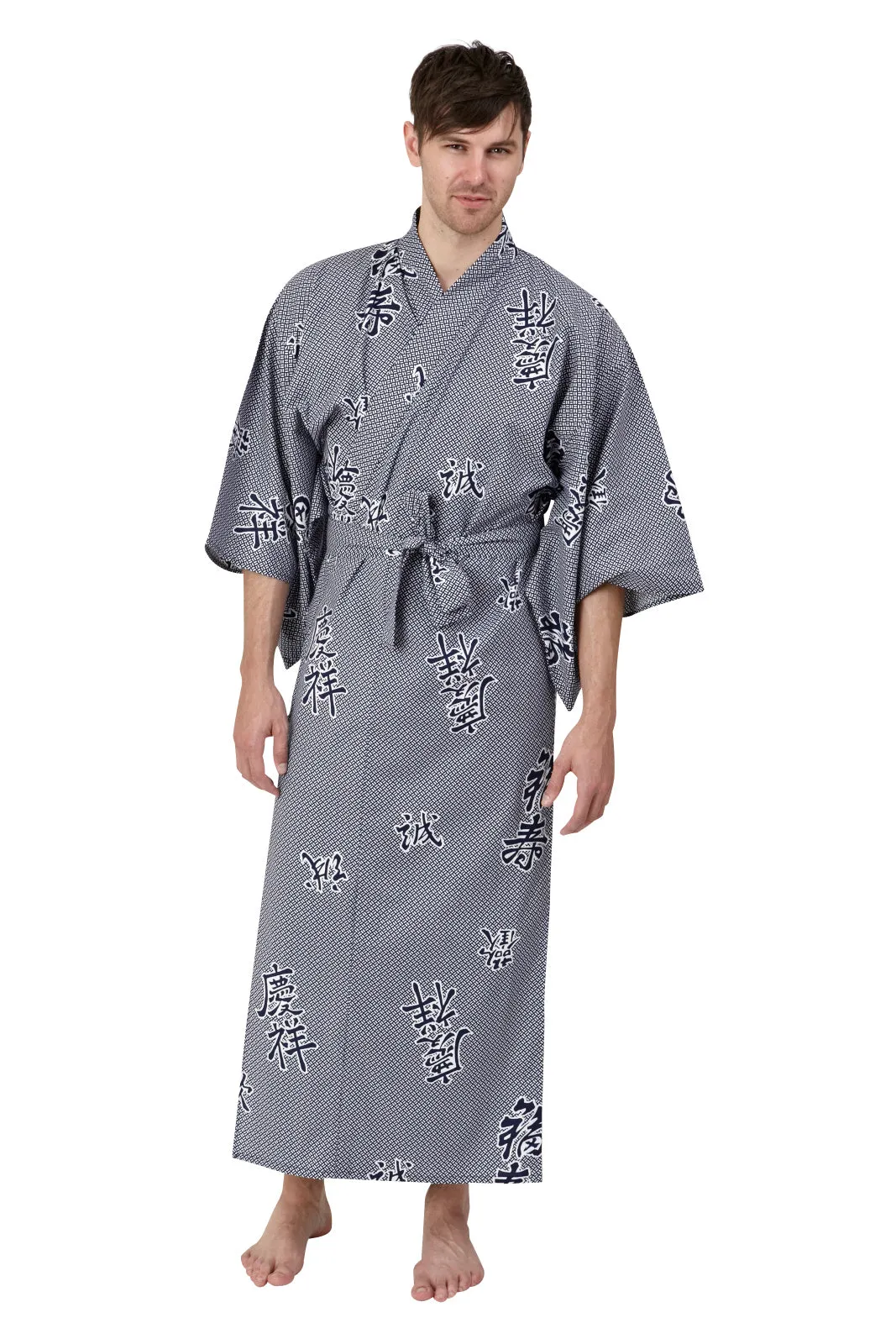 Joyous Long Cotton Men's Kimono Yukata