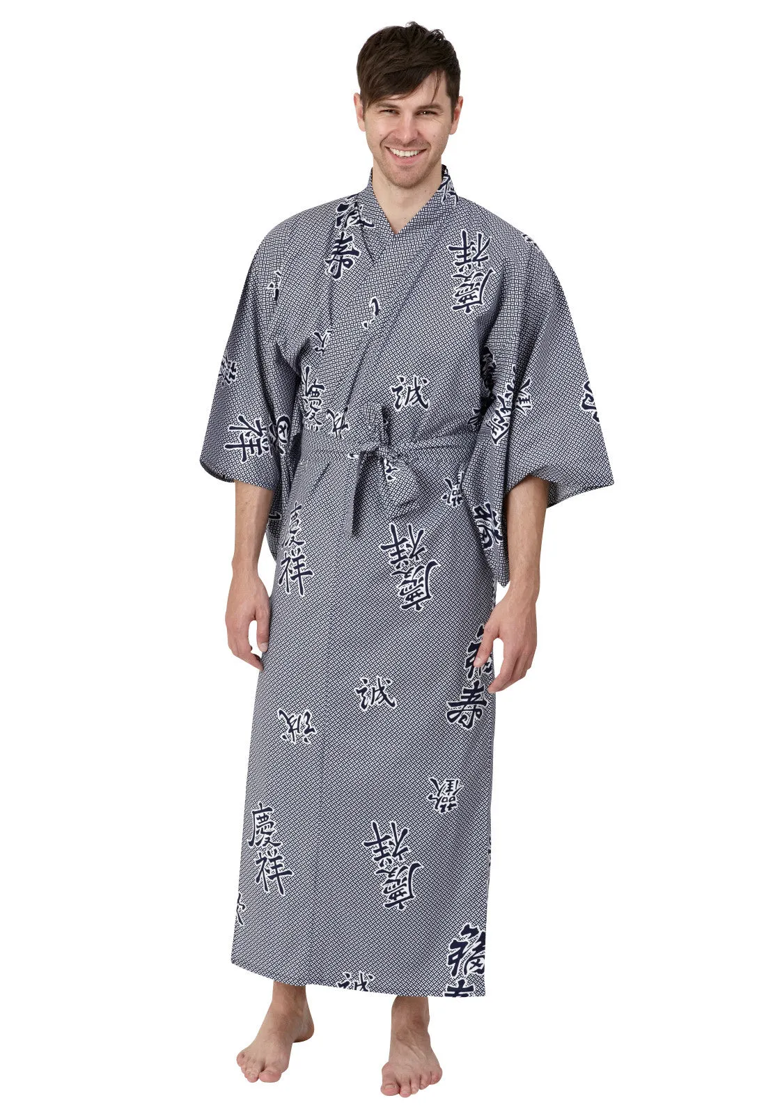 Joyous Long Cotton Men's Kimono Yukata