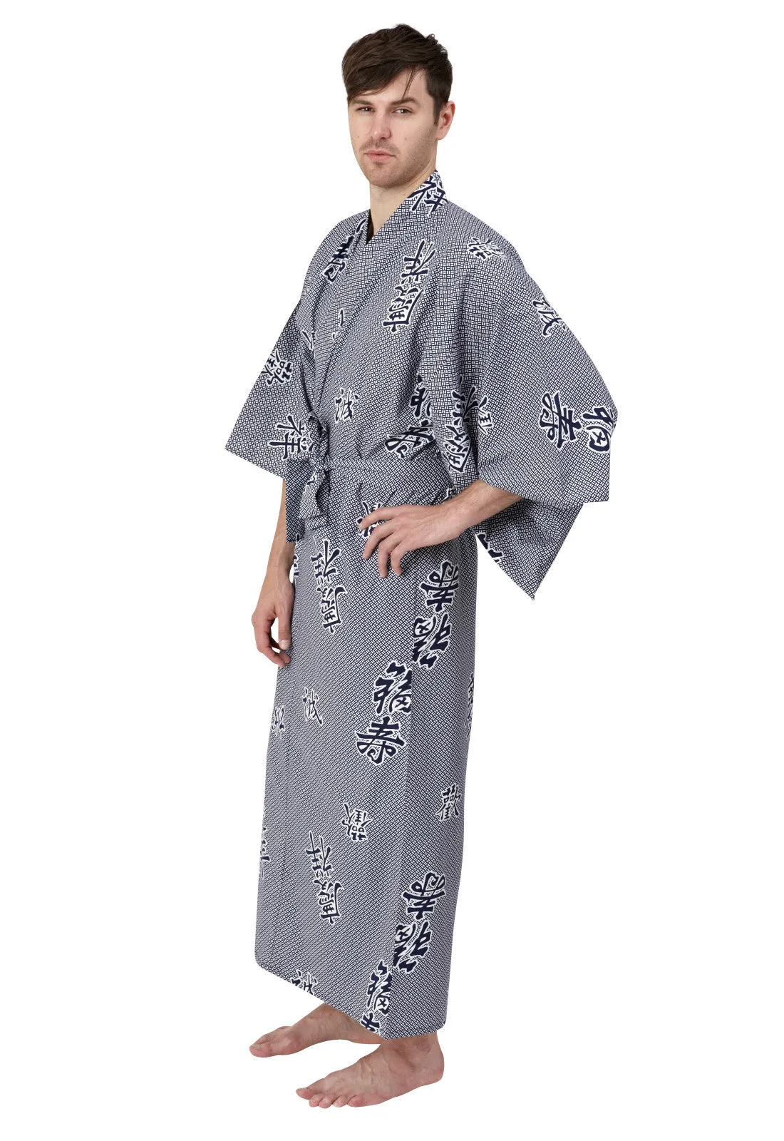 Joyous Long Cotton Men's Kimono Yukata