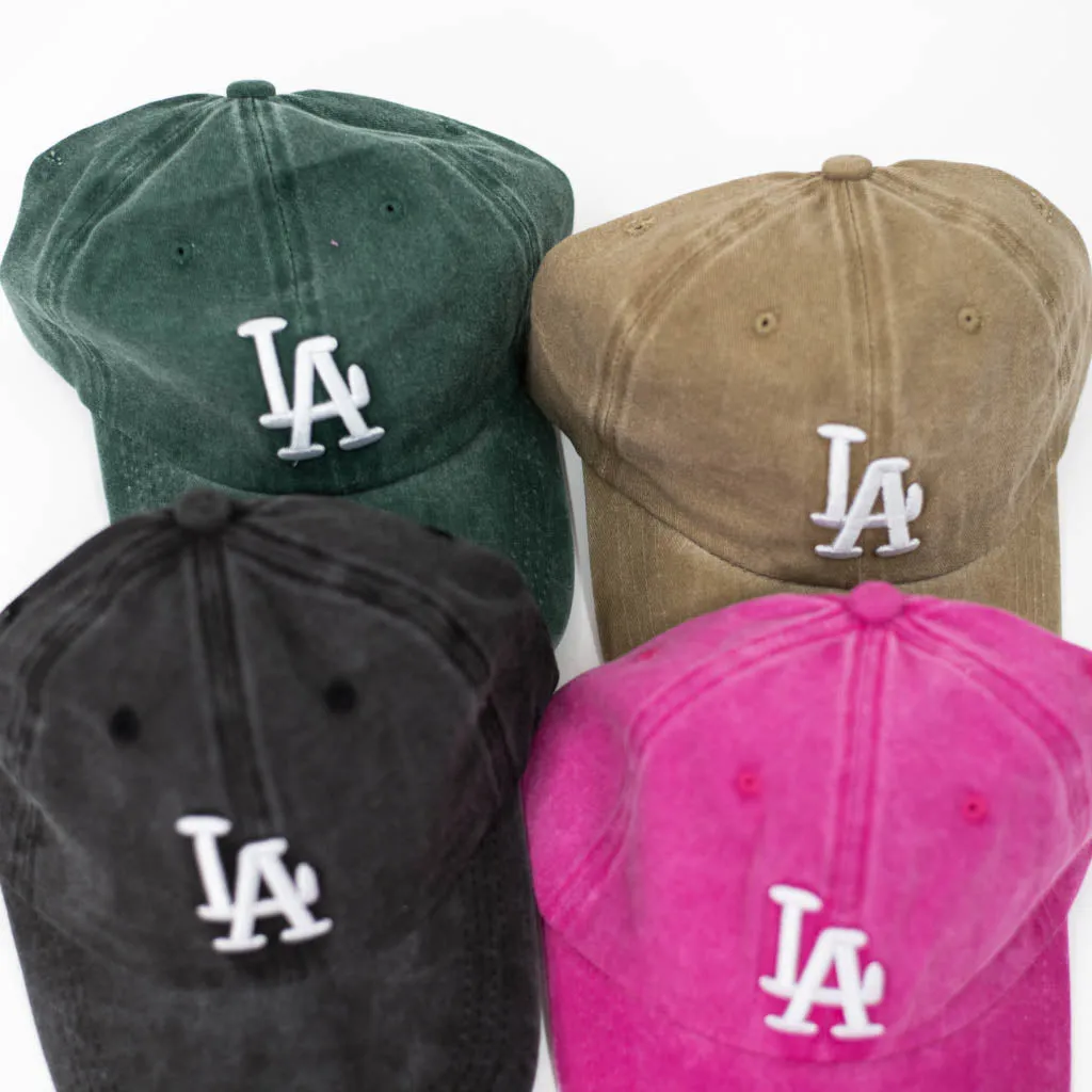 LA Embroidered Vintage Wash Baseball Cap