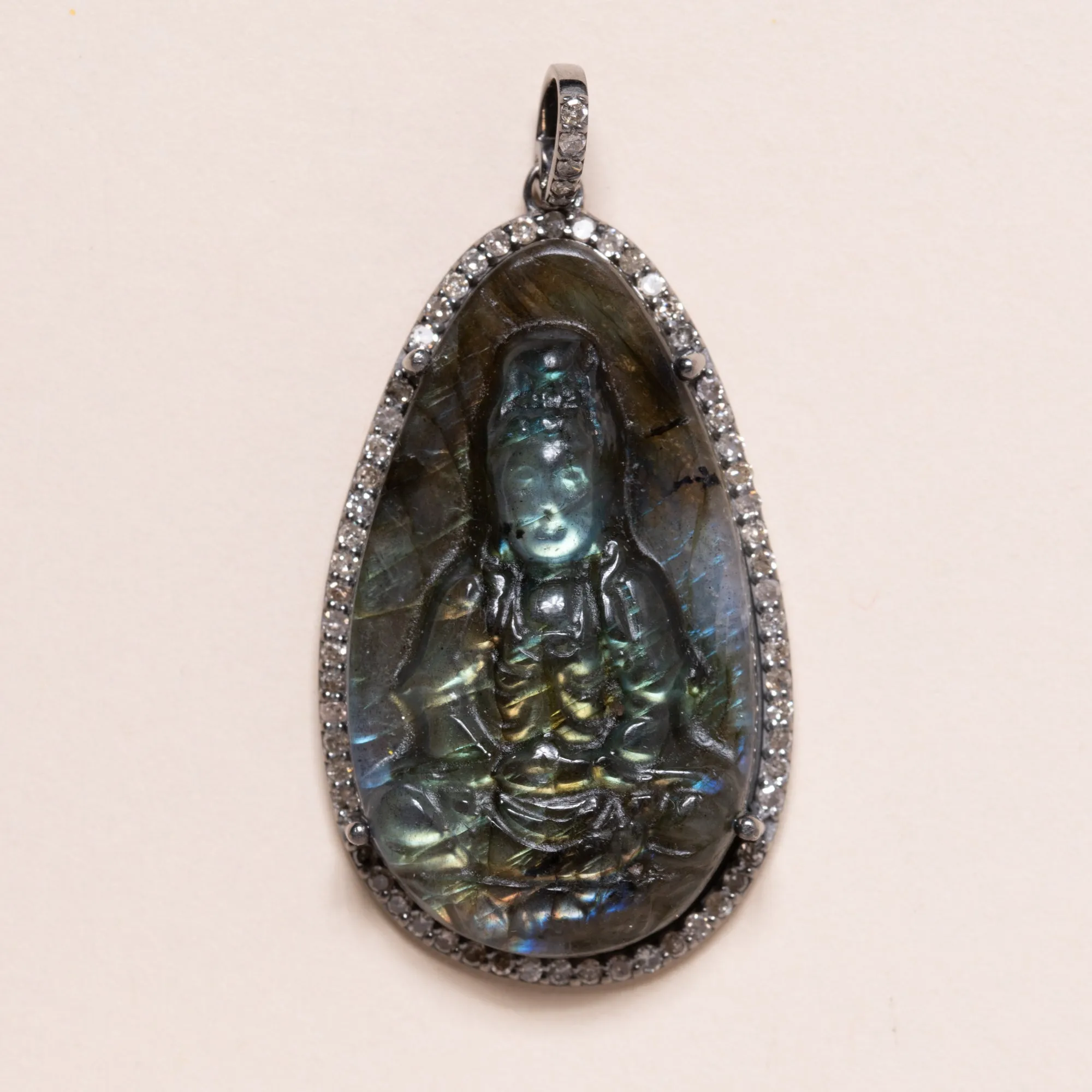 Labradorite Buddha Pendant