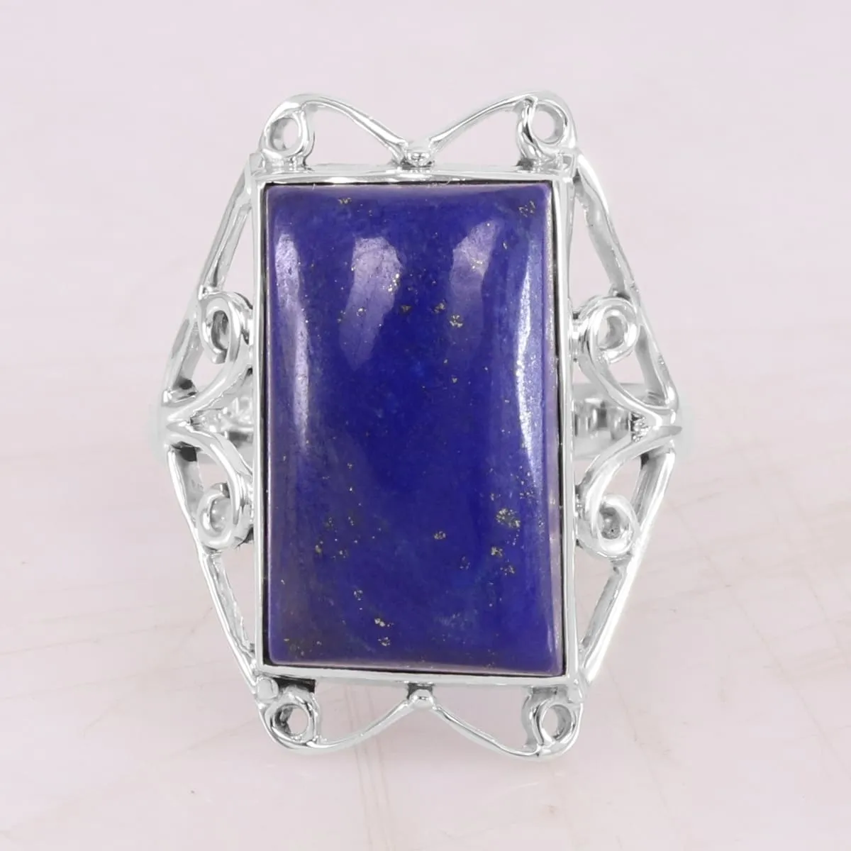 Lapis Lazuli Sterling Silver Ring, Handmade Filigree Design Lapis Ring, 925 Silver Blue Lapis Ring, Blue Stone Ring, Birthstone Jewelry