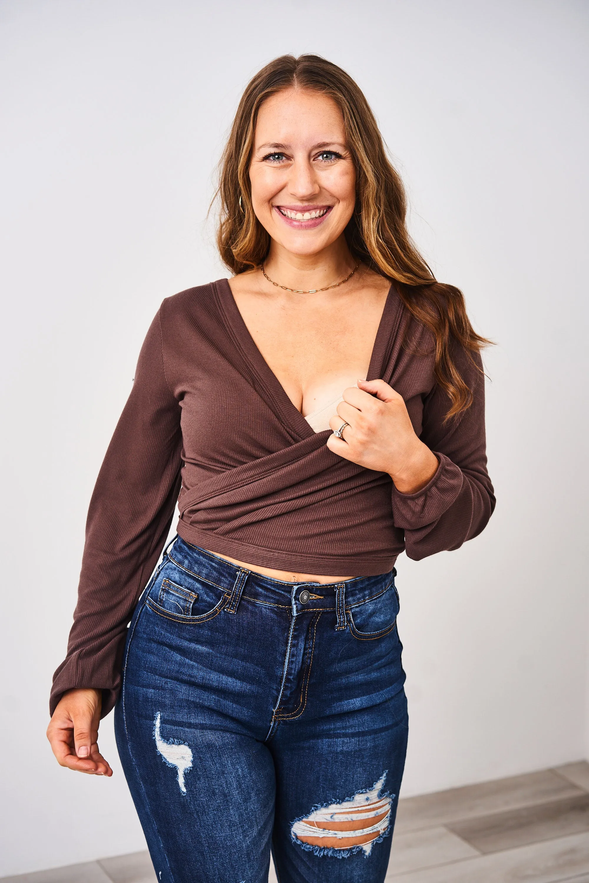 Latched Mama Ribbed Long Sleeve Nursing Wrap Top