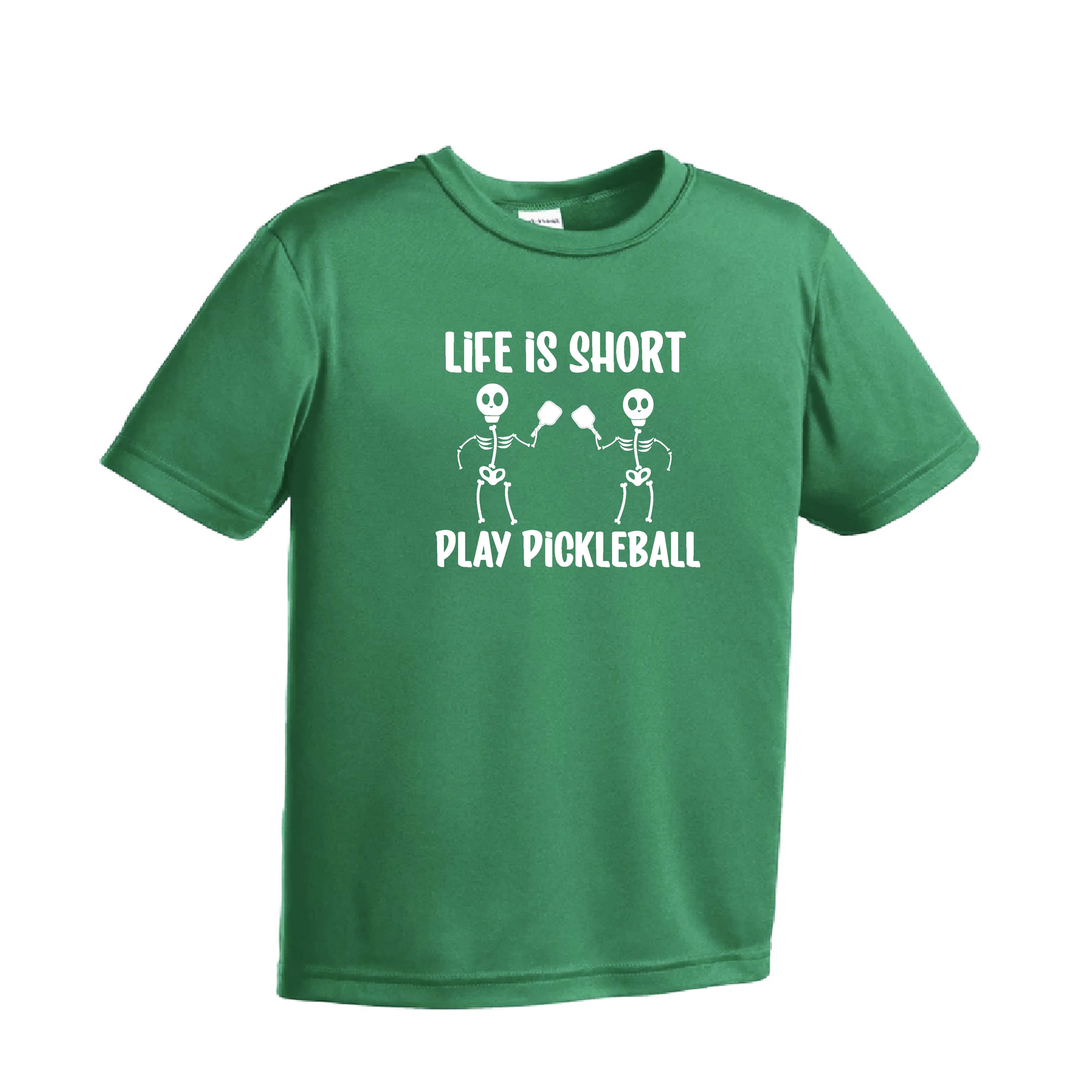 Life is Short Skeletons | Youth Short Sleeve Pickleball Shirts | 100% Polyester