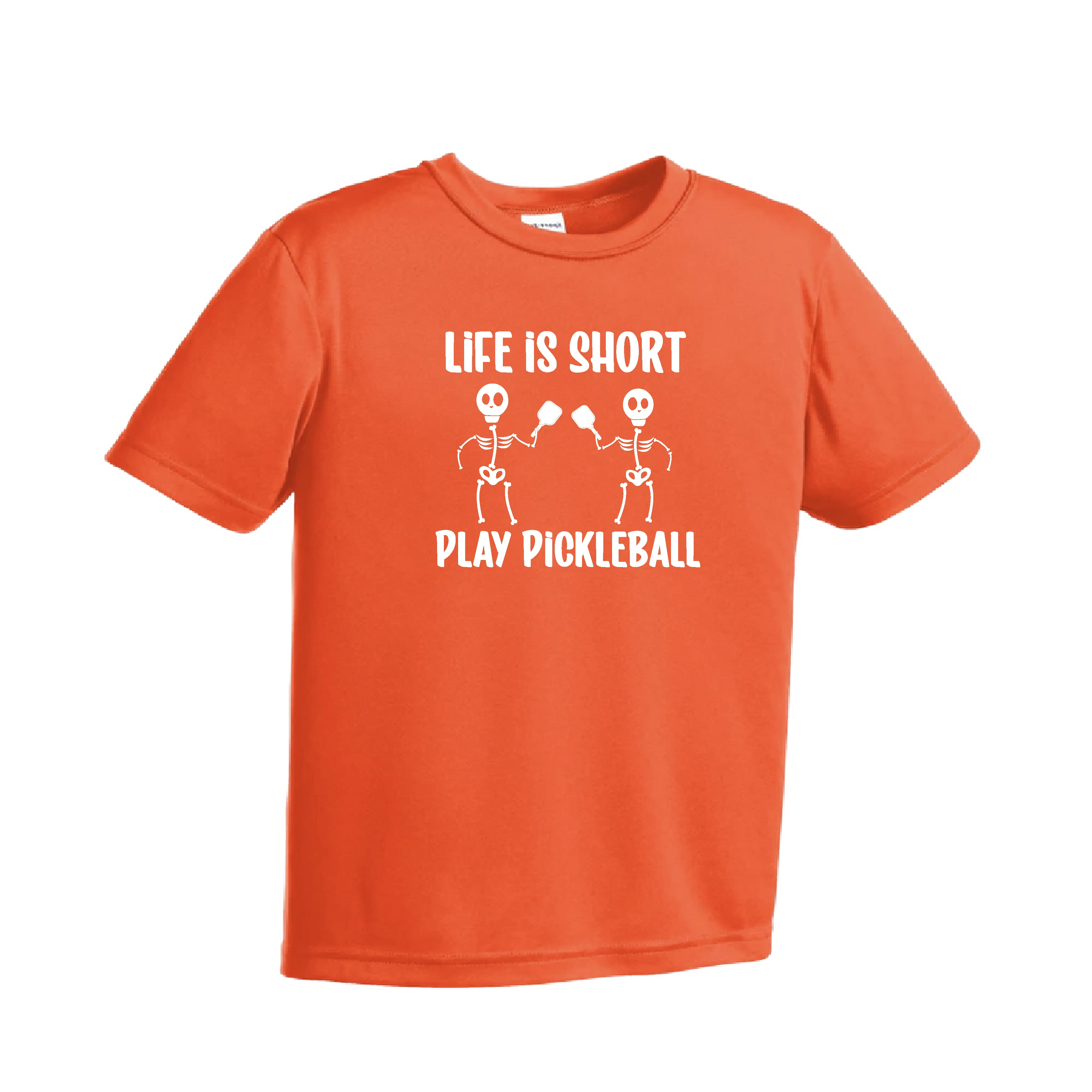 Life is Short Skeletons | Youth Short Sleeve Pickleball Shirts | 100% Polyester