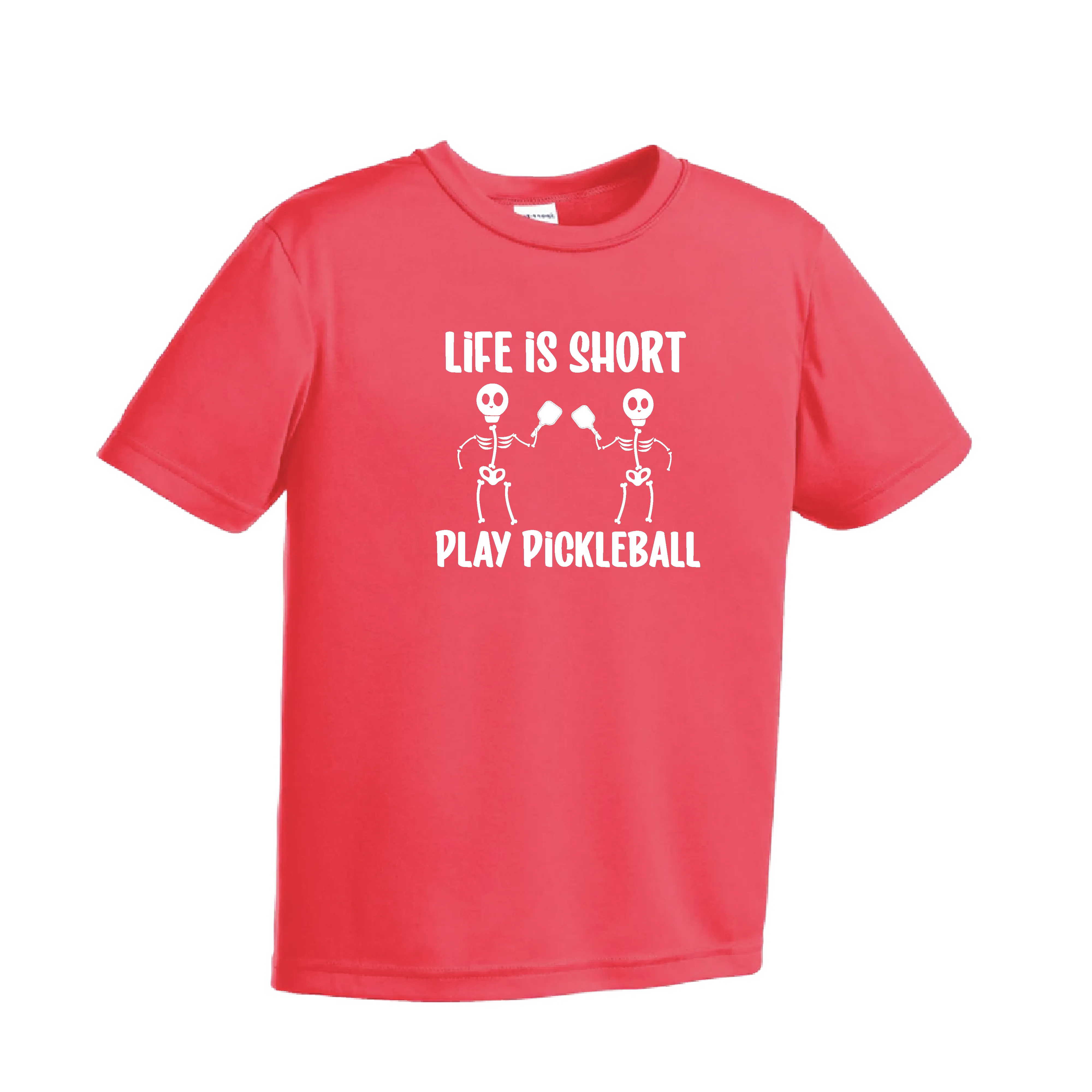 Life is Short Skeletons | Youth Short Sleeve Pickleball Shirts | 100% Polyester