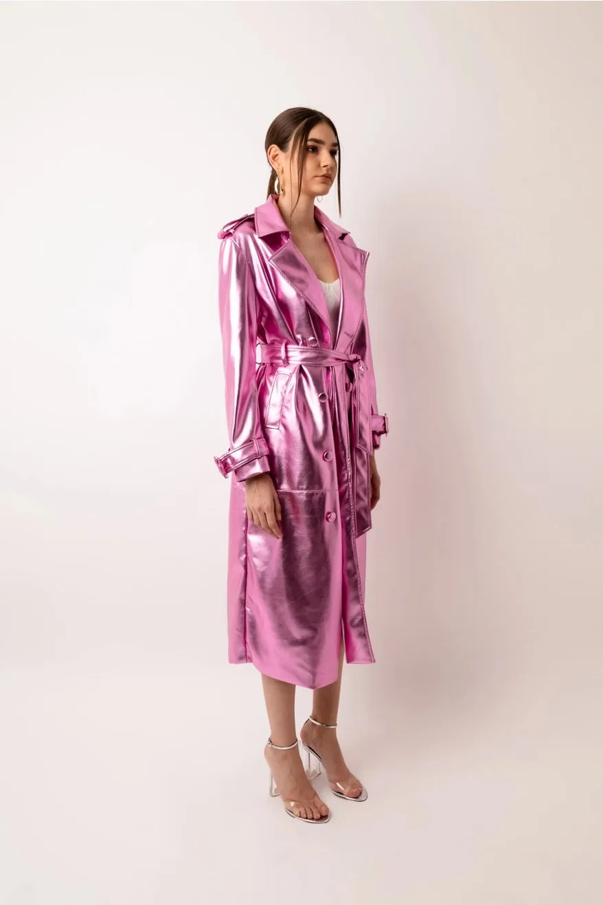 Lupe Metallic Trench Coat