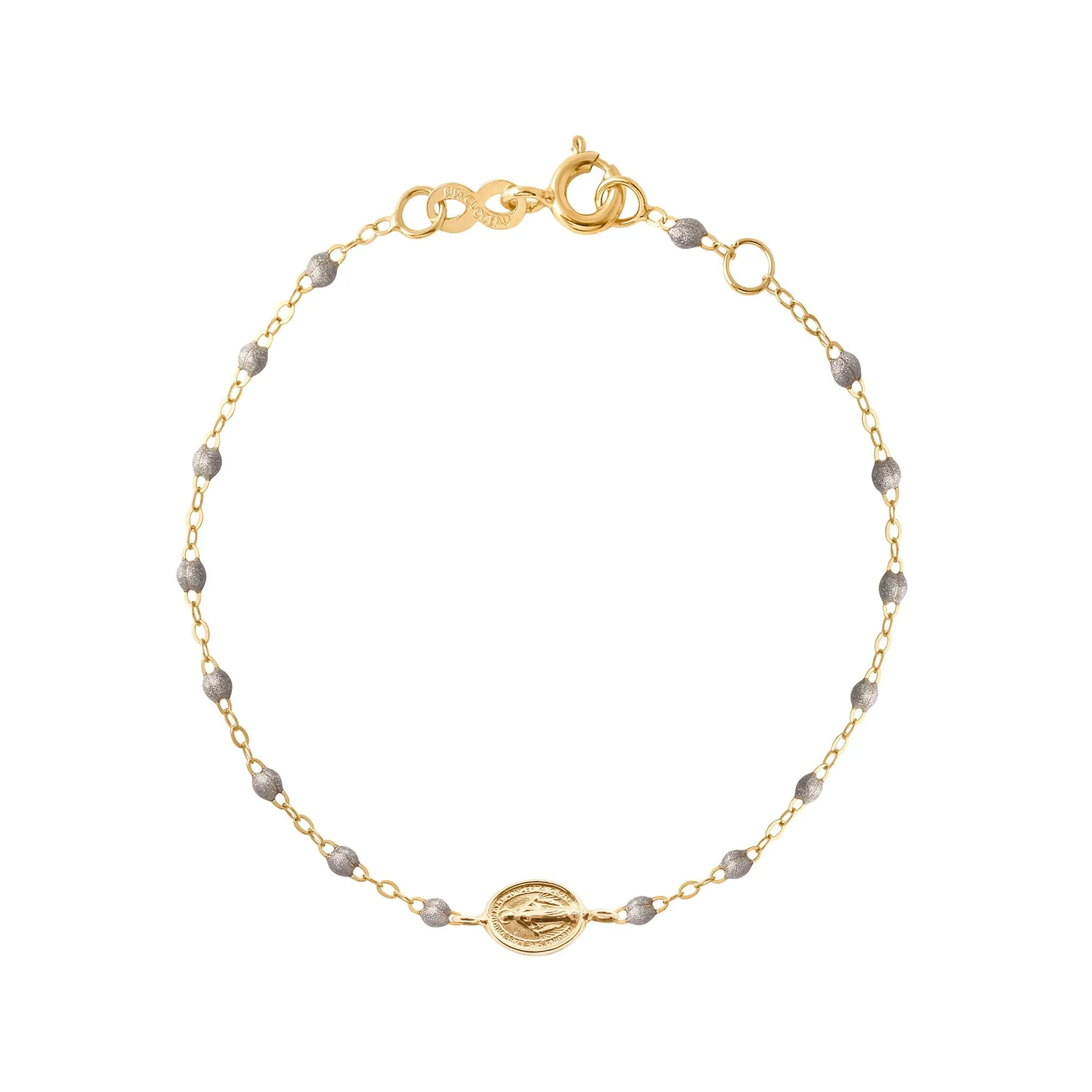 Madone Charm Classic Gigi Silver bracelet, Yellow Gold, 6.7"