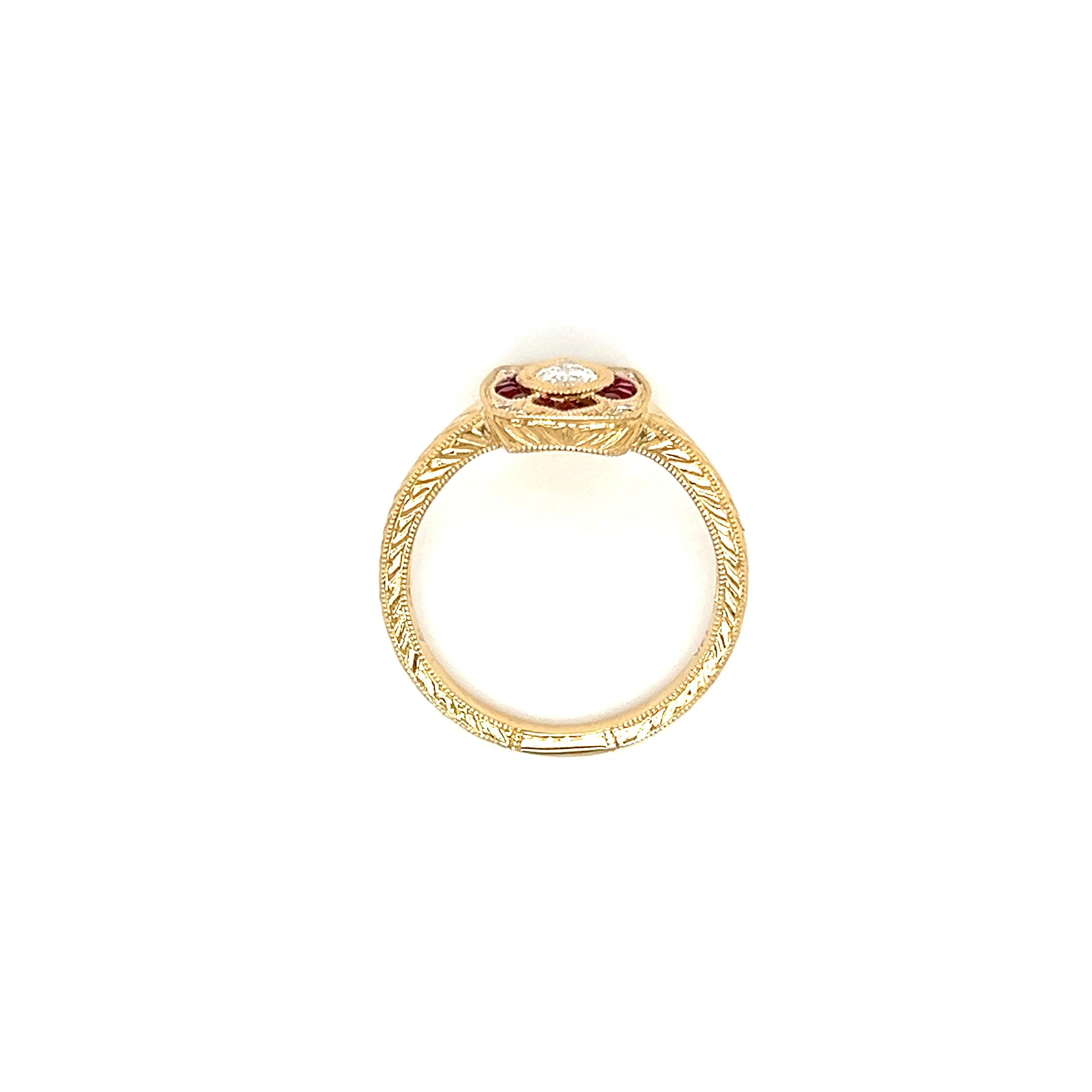 Marquise Diamond Ring with 0.23ctw of Rubies in 14K Yellow Gold