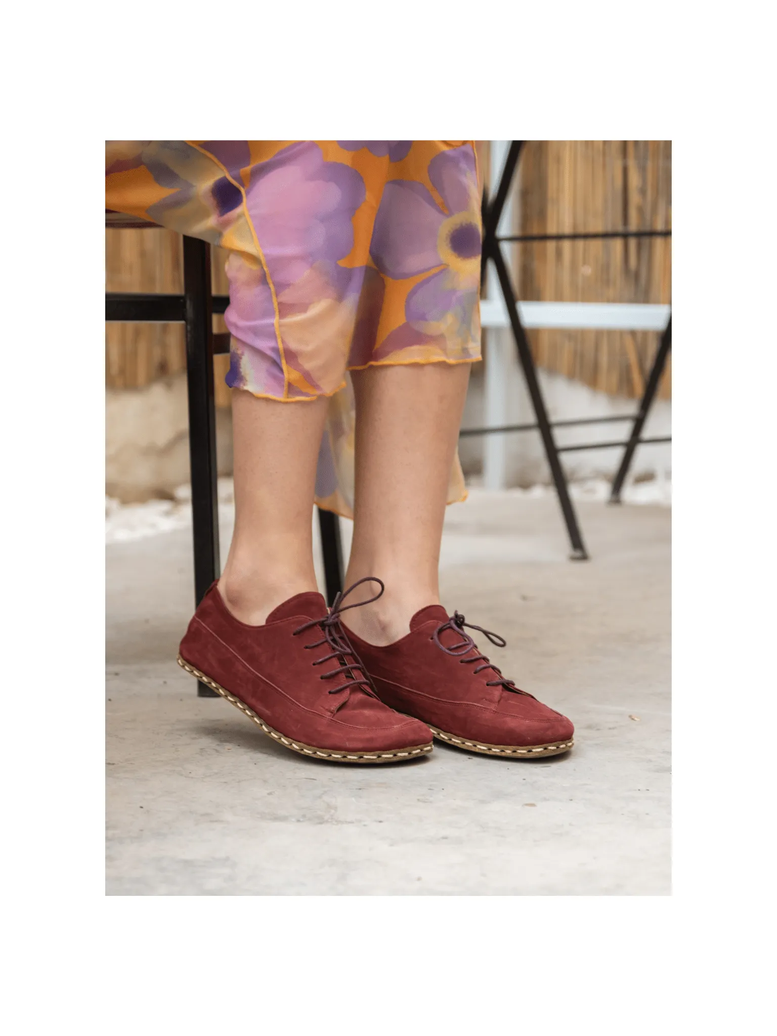 Men's Burgundy Barefoot Sneakers