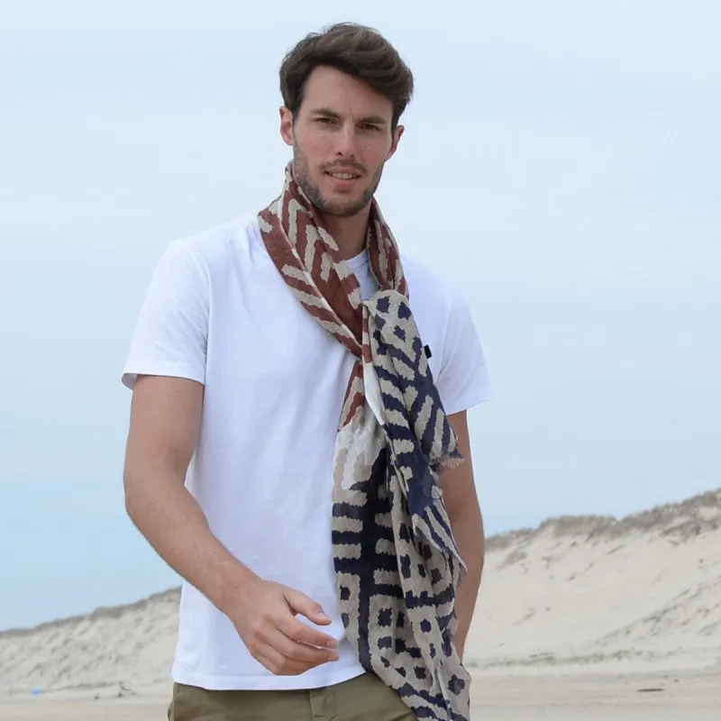 Men's Cotton Linen Animal Print Scarf