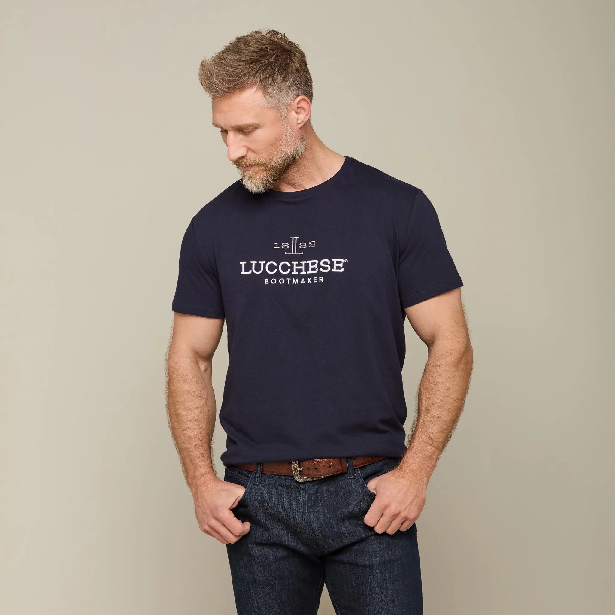 Men's Lucchese Classic Embroidered Tee :: Navy