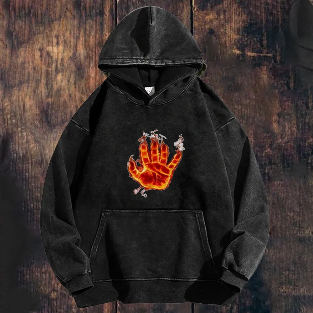 Mens Vintage Flame Palm Hoodies