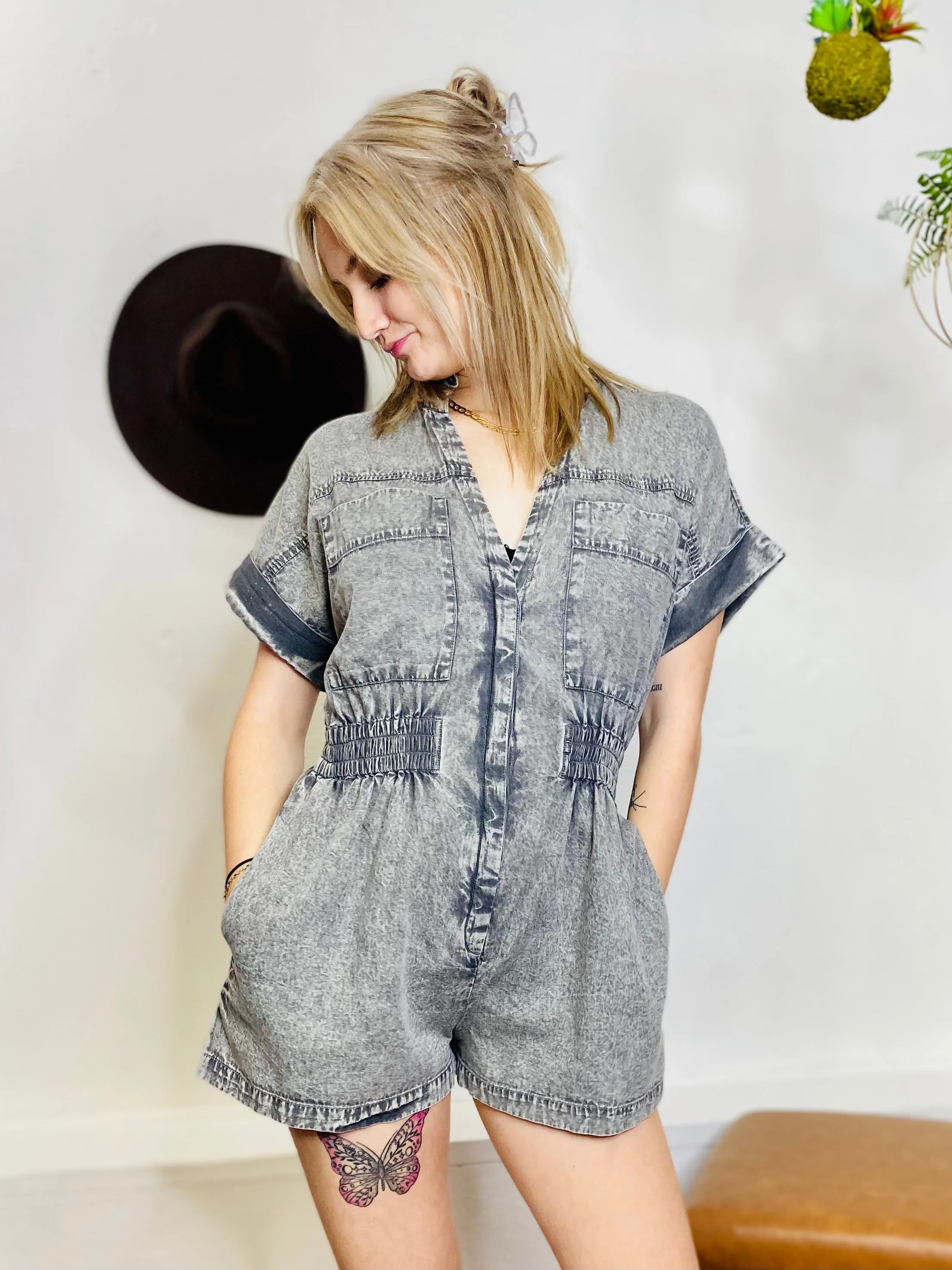 Midnights Denim Romper ELAN