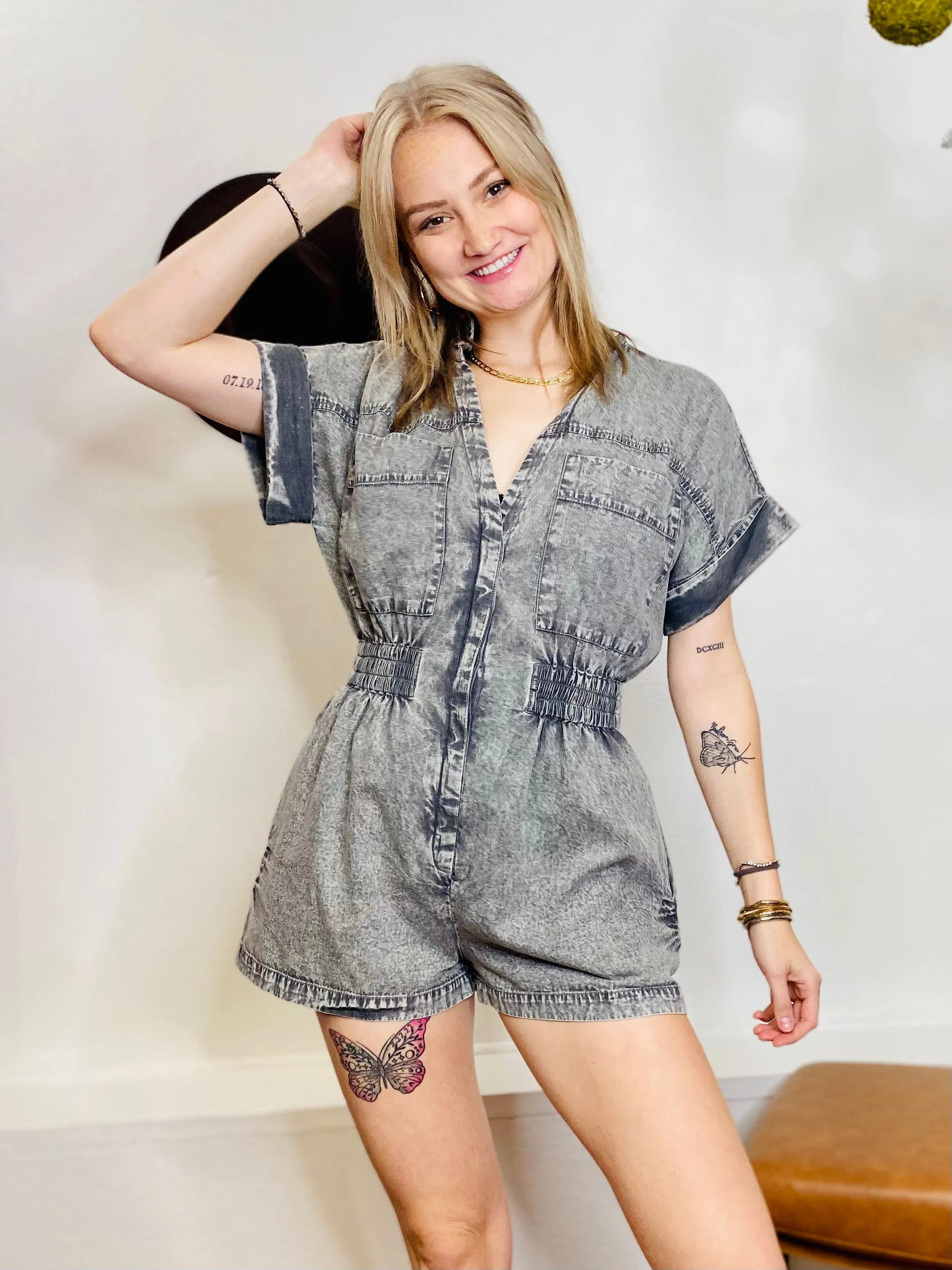 Midnights Denim Romper ELAN