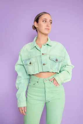 MK VINTAGE NEON GREEN DENIM JACKET talla S/M