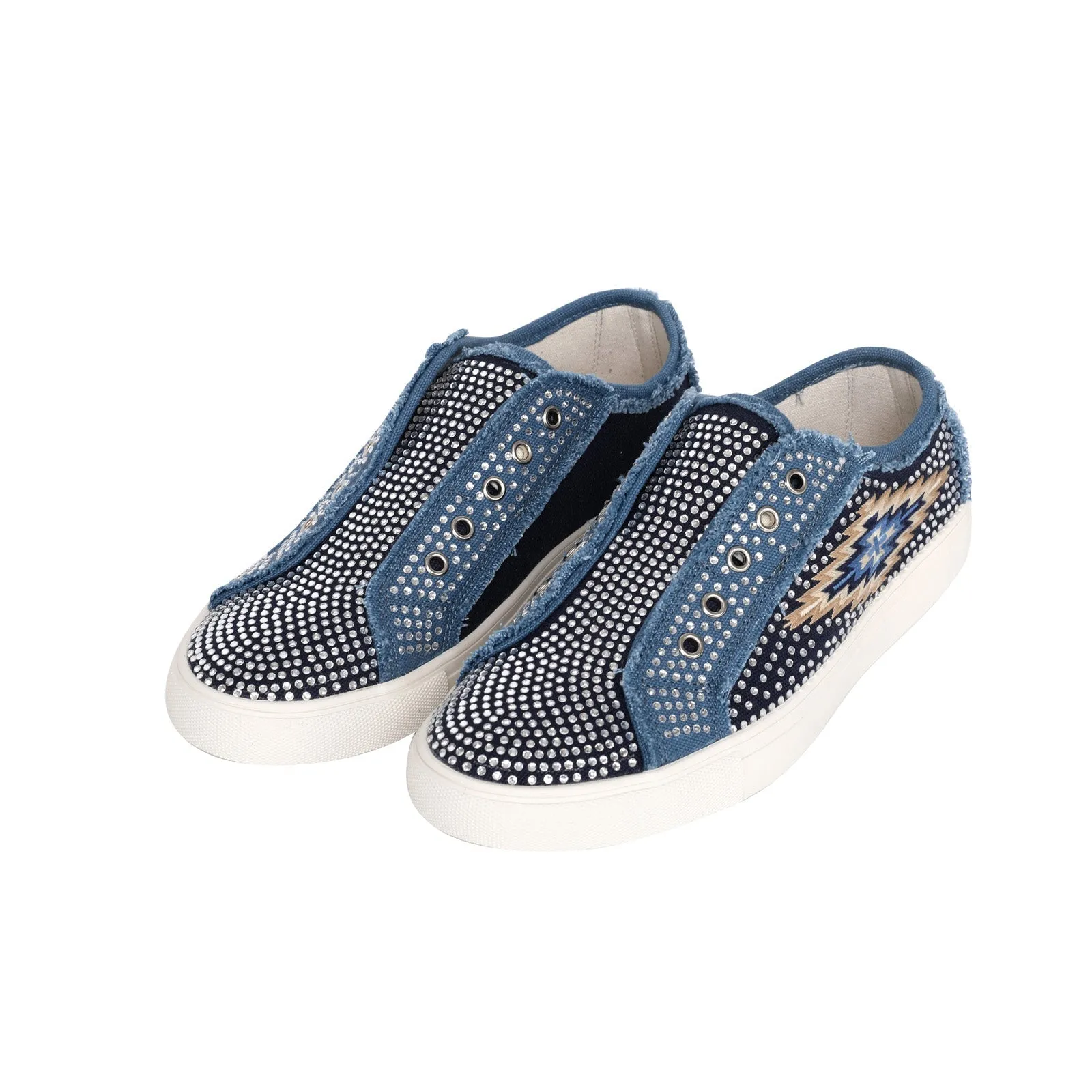 Montana West Embroidered Aztec Bling Canvas Shoes