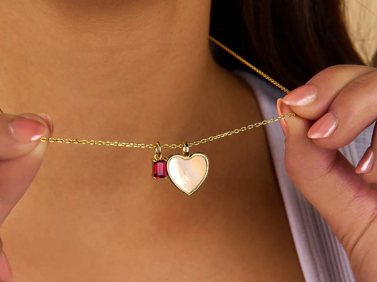 MOP Heart Birthstone Necklace