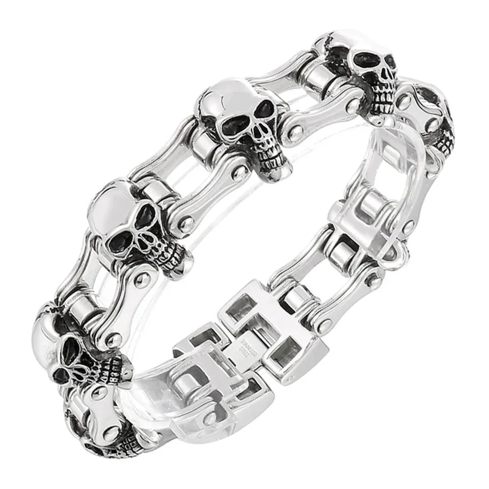 Motorcycle Chain Head Skull Bracelet