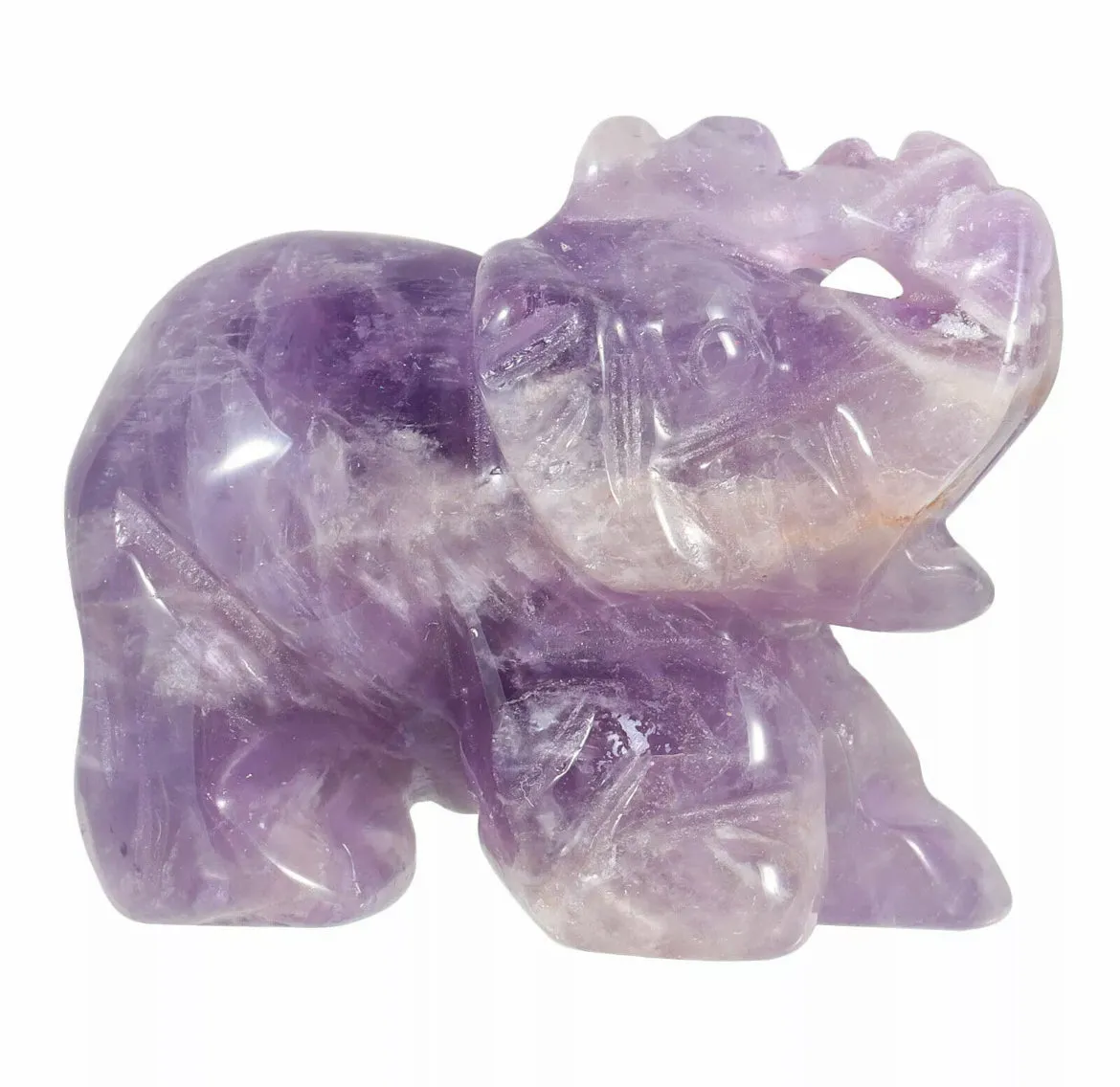 Natural amethyst gemstone carved elephant crystal figurine