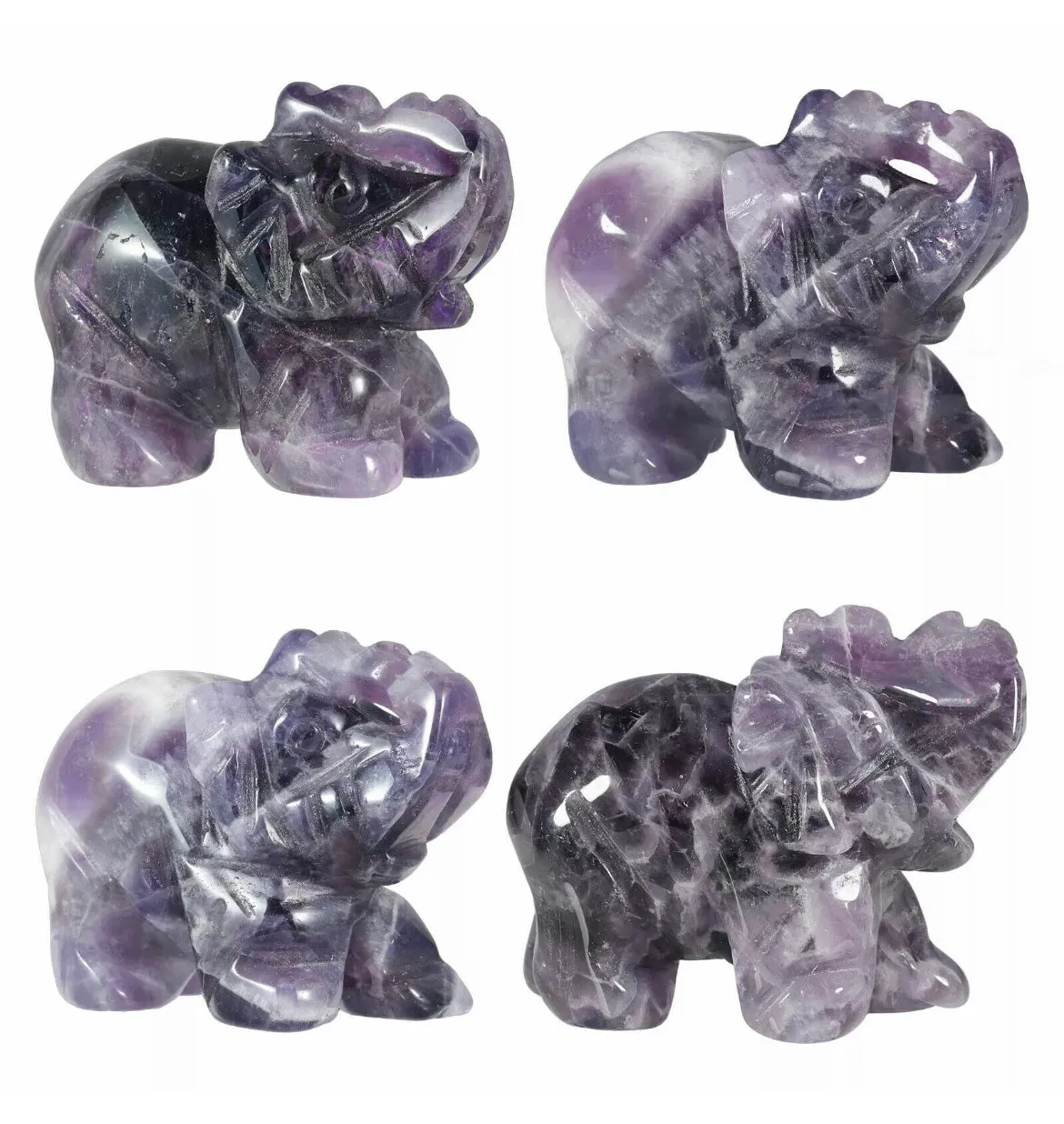 Natural amethyst gemstone carved elephant crystal figurine