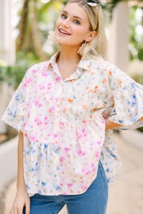 Need You More Pink Ditsy Floral Blouse