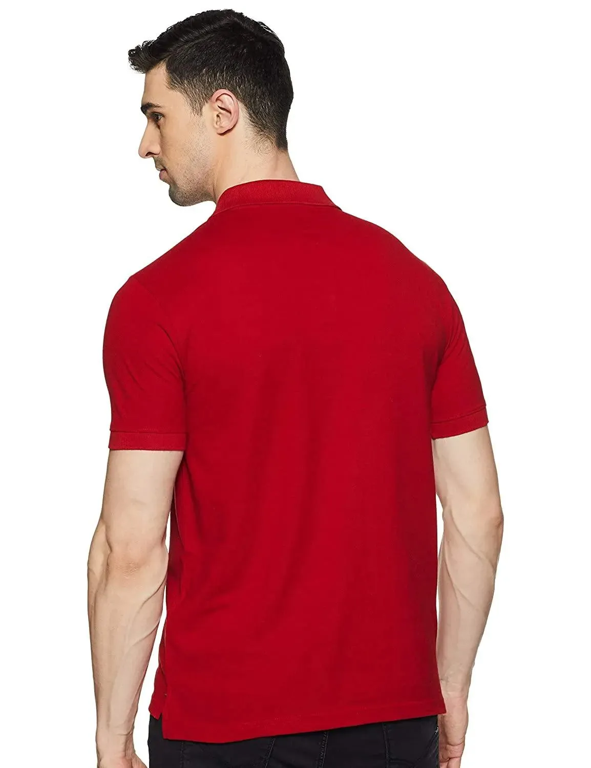 ONN Men's Cotton Polo T-Shirt (Pack of 2) in Solid Black Melange-Red colours