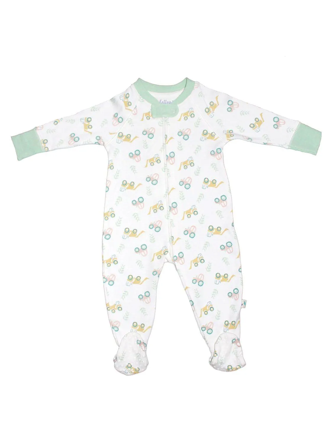 Organic Cotton Zip Up Tractor Sleepsuit