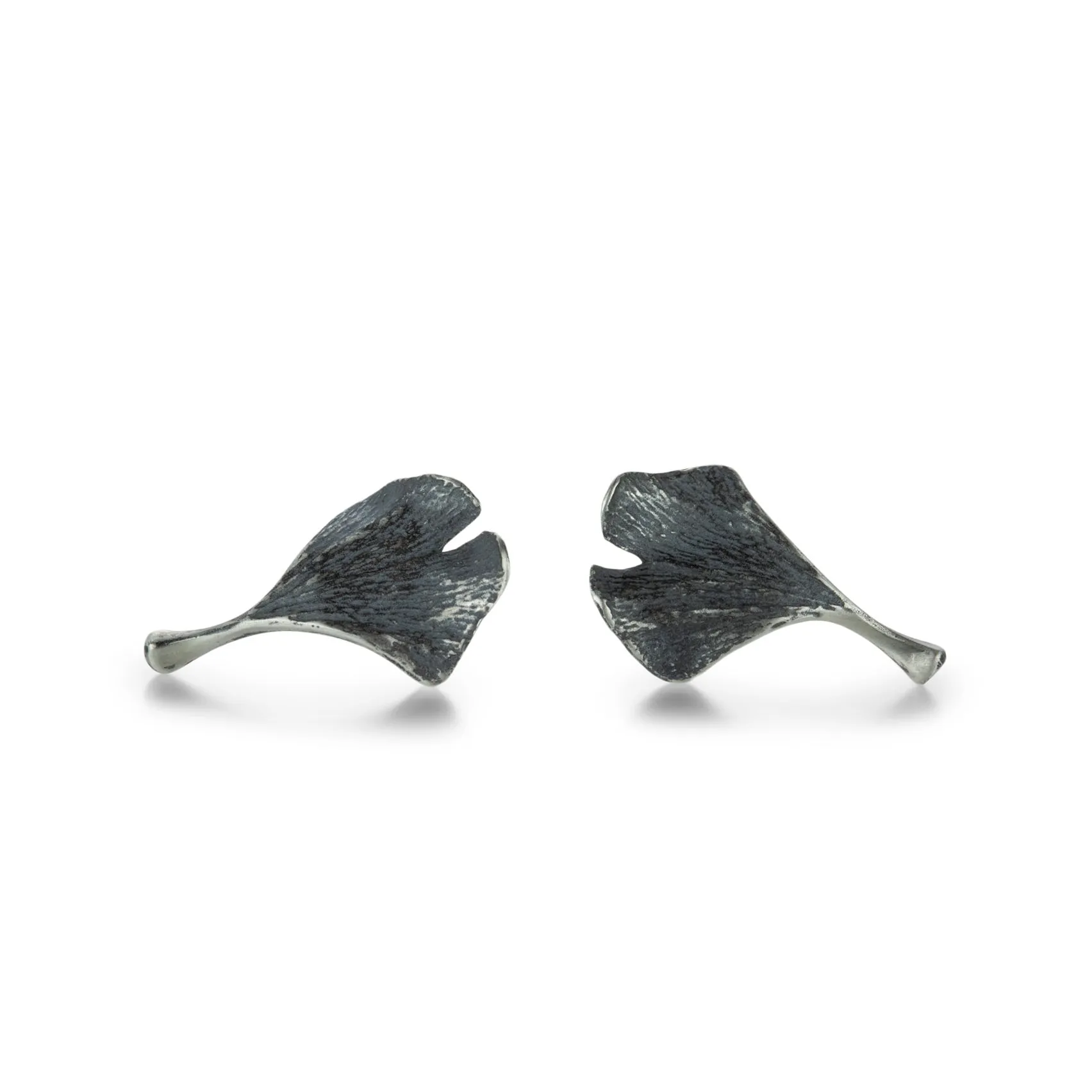 Oxidized Silver Baby Ginkgo Studs