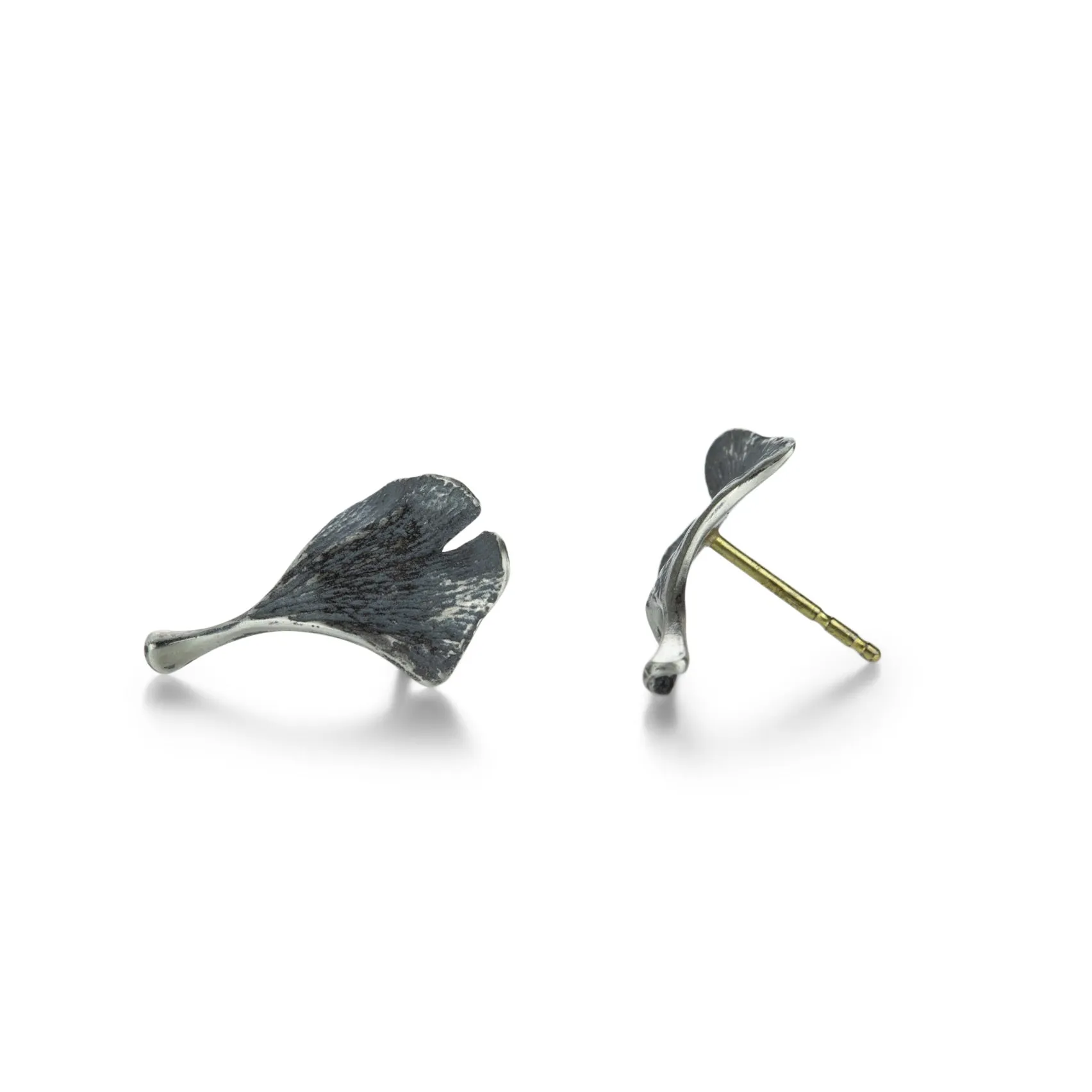 Oxidized Silver Baby Ginkgo Studs