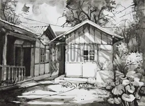 Painting of a house in Sikkim