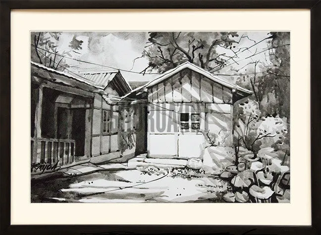 Painting of a house in Sikkim