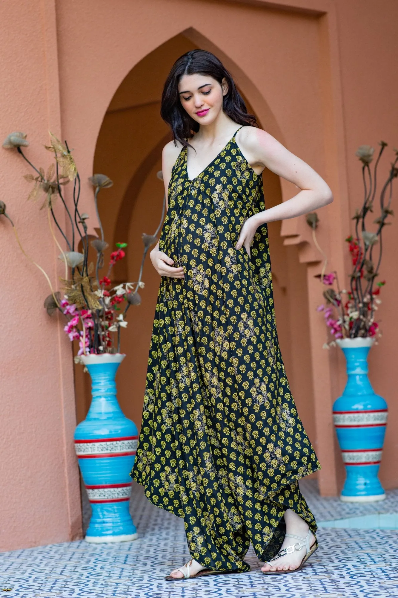 Paisley Cotton Maternity Jumpsuit