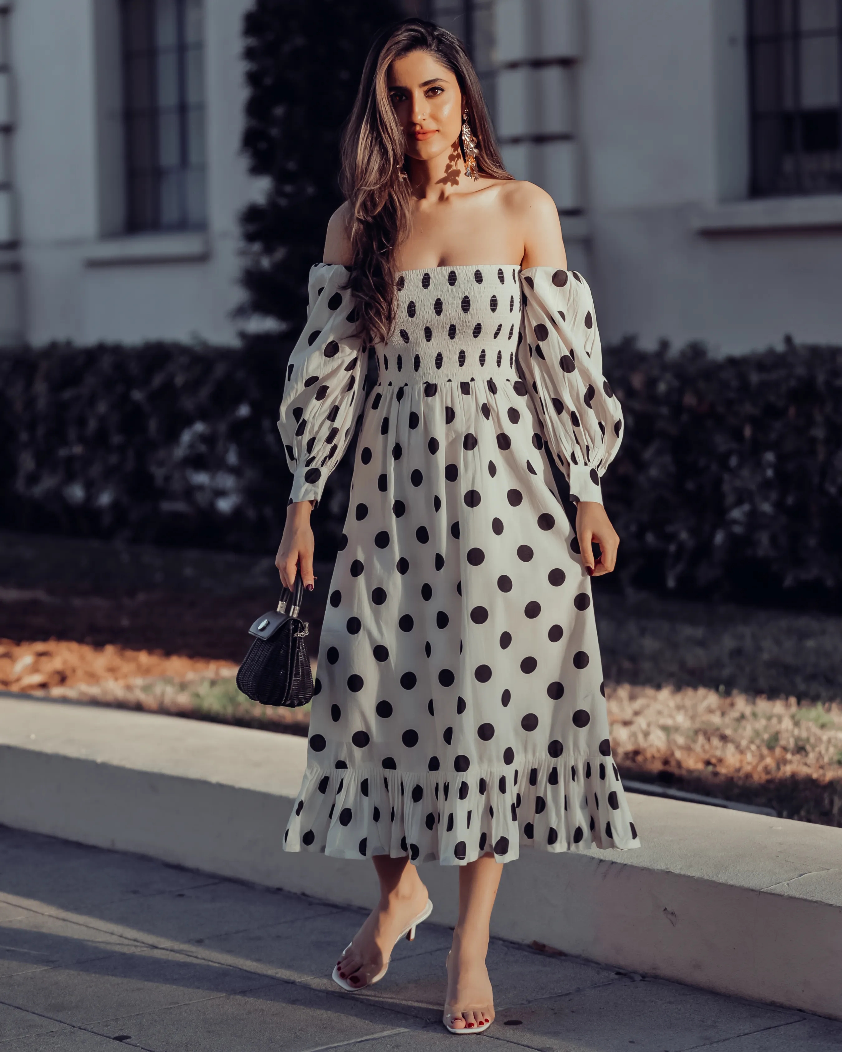 Pale Smoke Polka Cotton Dress