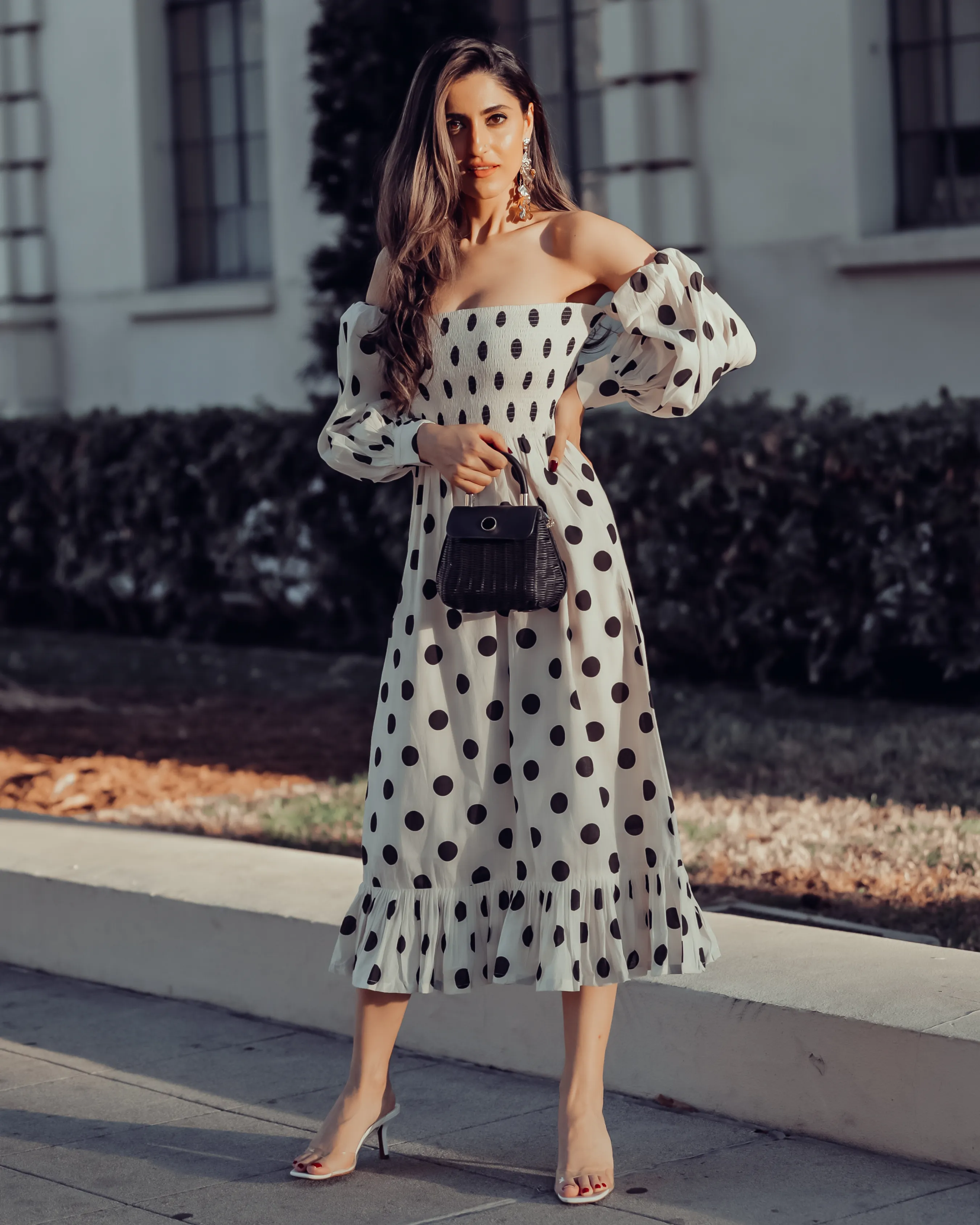 Pale Smoke Polka Cotton Dress