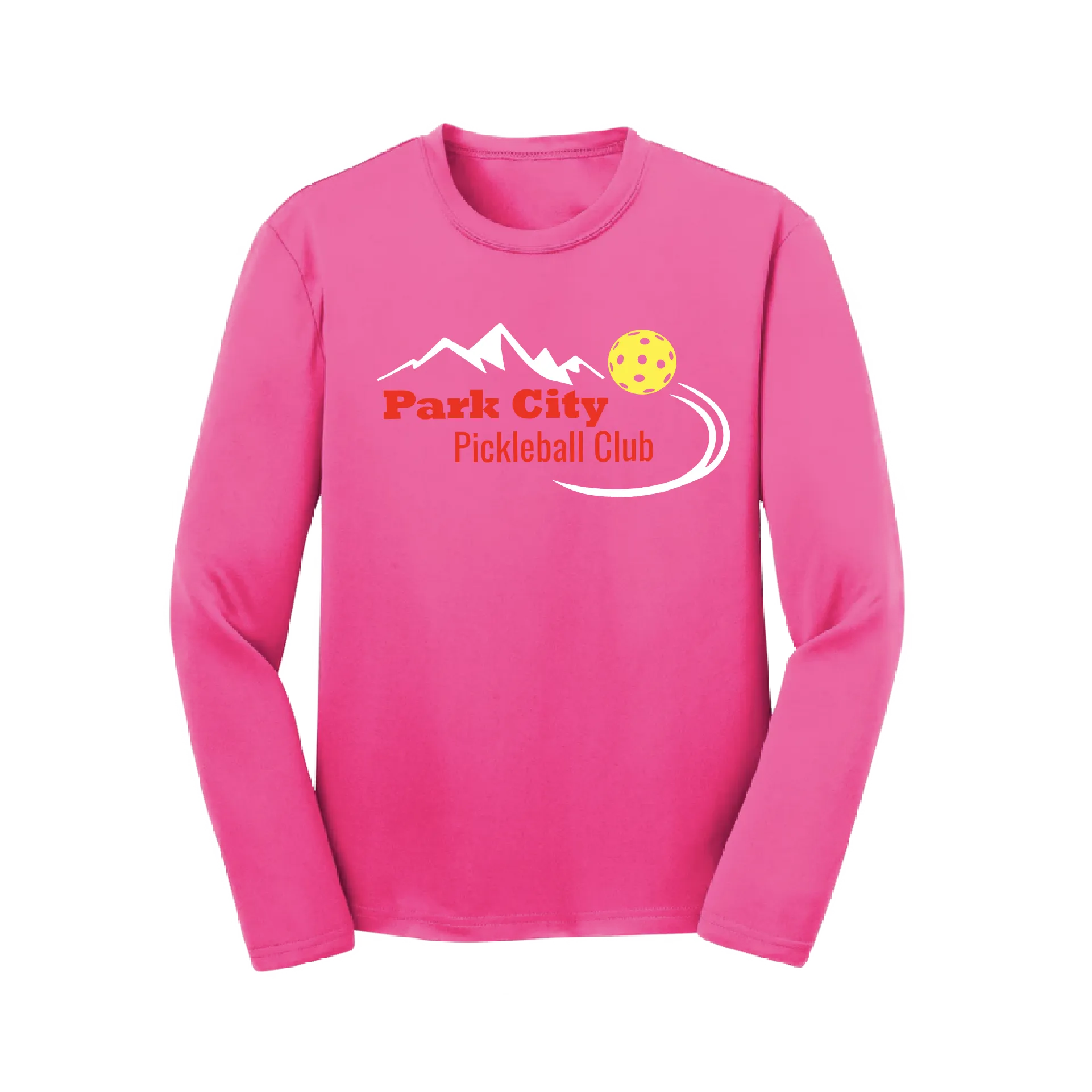 Park City Pickleball Club (Red Words) | Youth Long Sleeve Atheletic Shirt | 100% Polyester