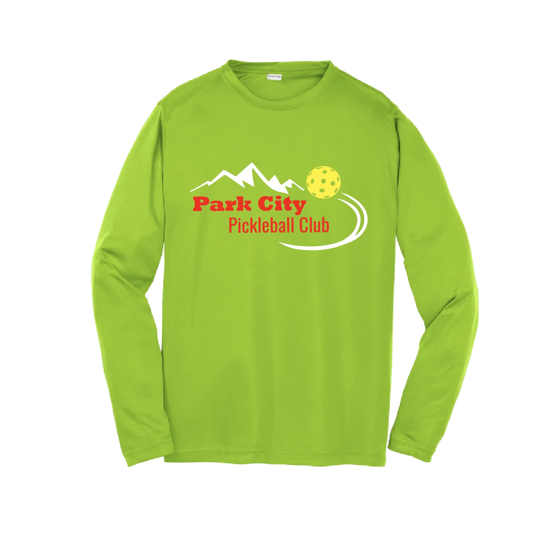 Park City Pickleball Club (Red Words) | Youth Long Sleeve Atheletic Shirt | 100% Polyester