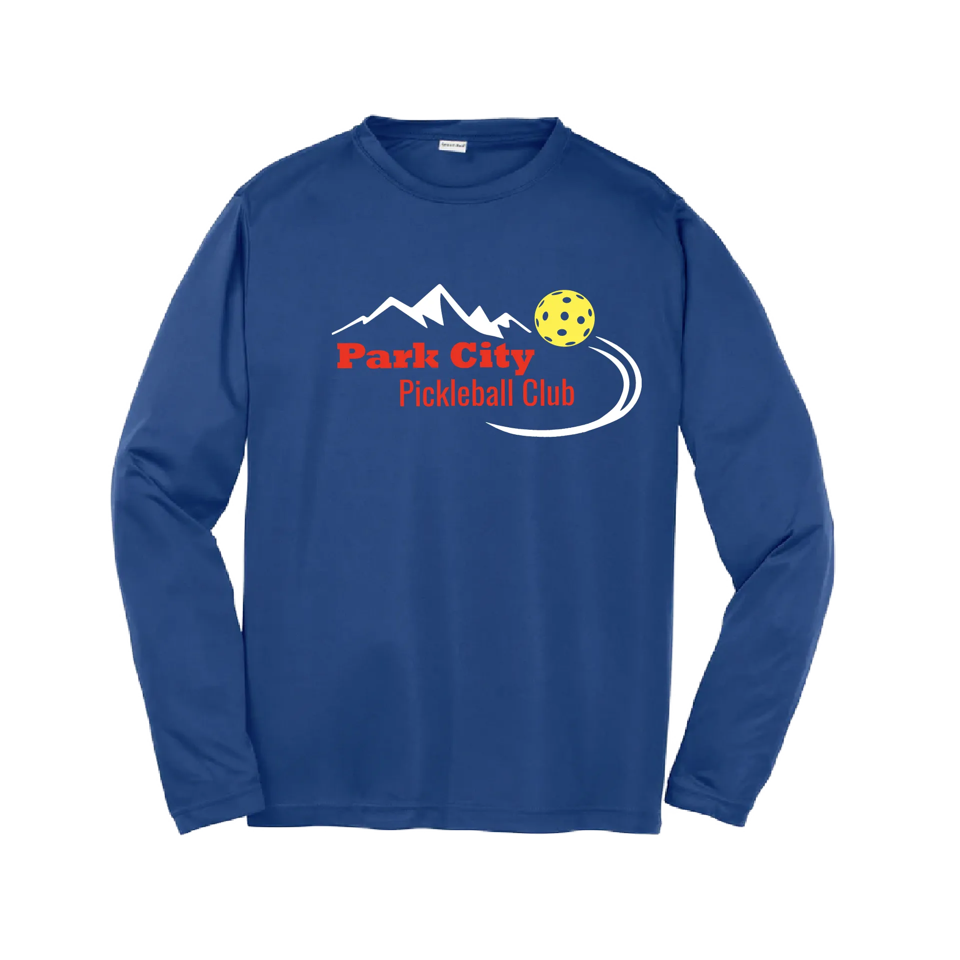 Park City Pickleball Club (Red Words) | Youth Long Sleeve Atheletic Shirt | 100% Polyester