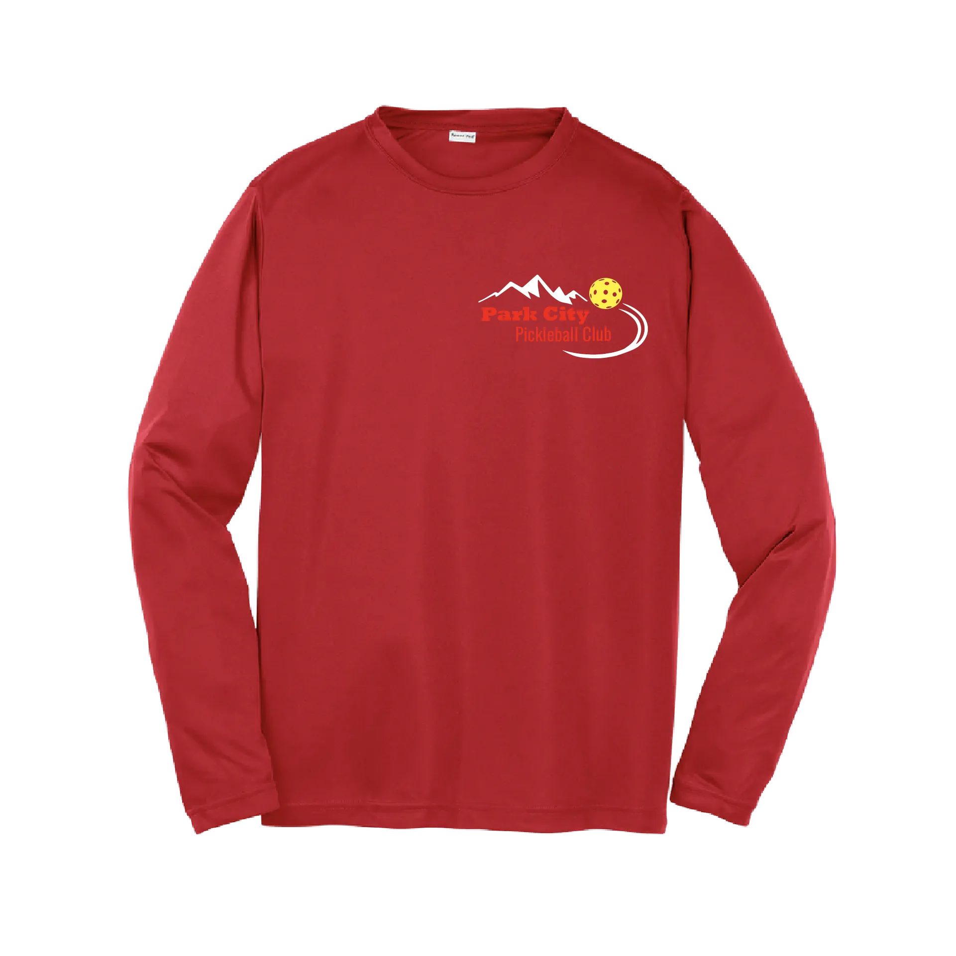 Park City Pickleball Club (Red Words) | Youth Long Sleeve Atheletic Shirt | 100% Polyester