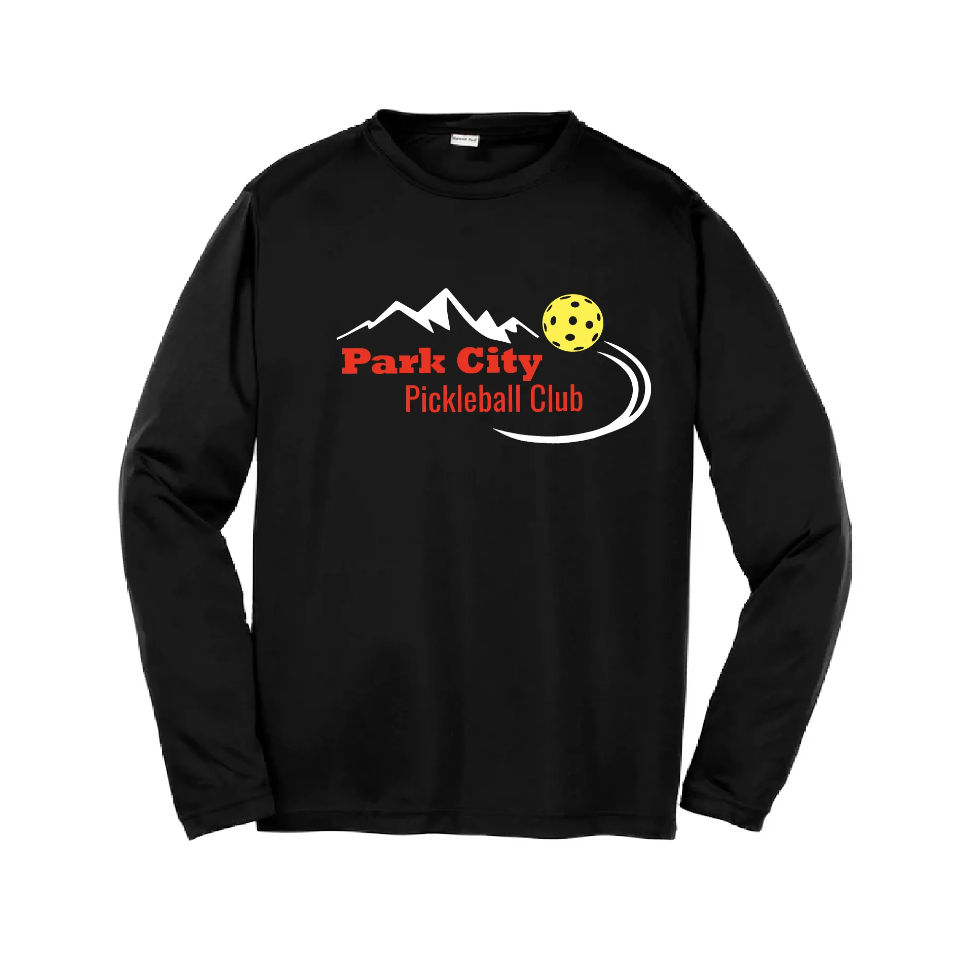 Park City Pickleball Club (Red Words) | Youth Long Sleeve Atheletic Shirt | 100% Polyester